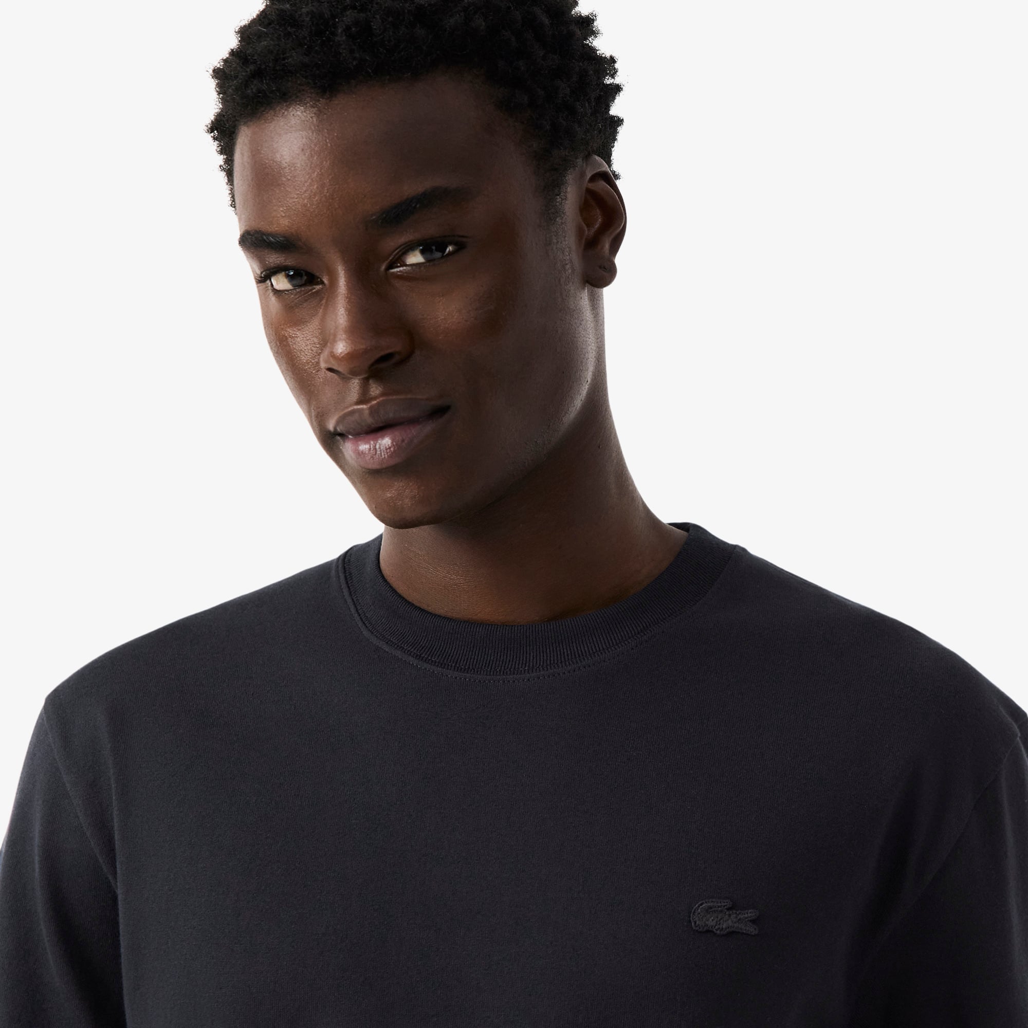 Lacoste Erkek Classic Fit Bisiklet Yaka Baskılı Koyu Gri T-Shirt görsel 2