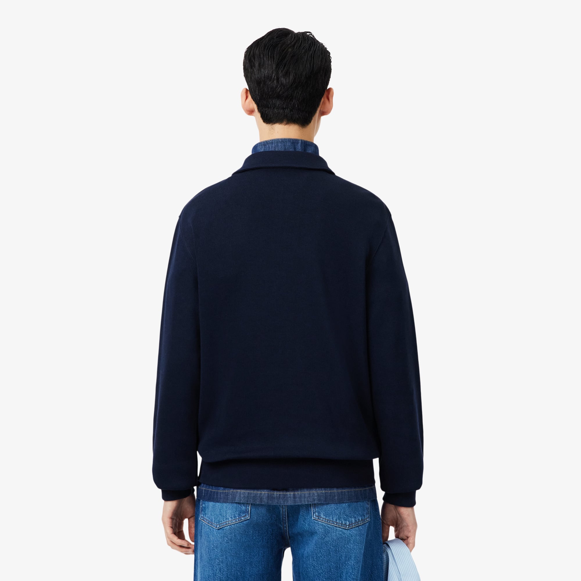 Lacoste Erkek Classic Fit Polo Yaka Lacivert Sweatshirt görsel 3