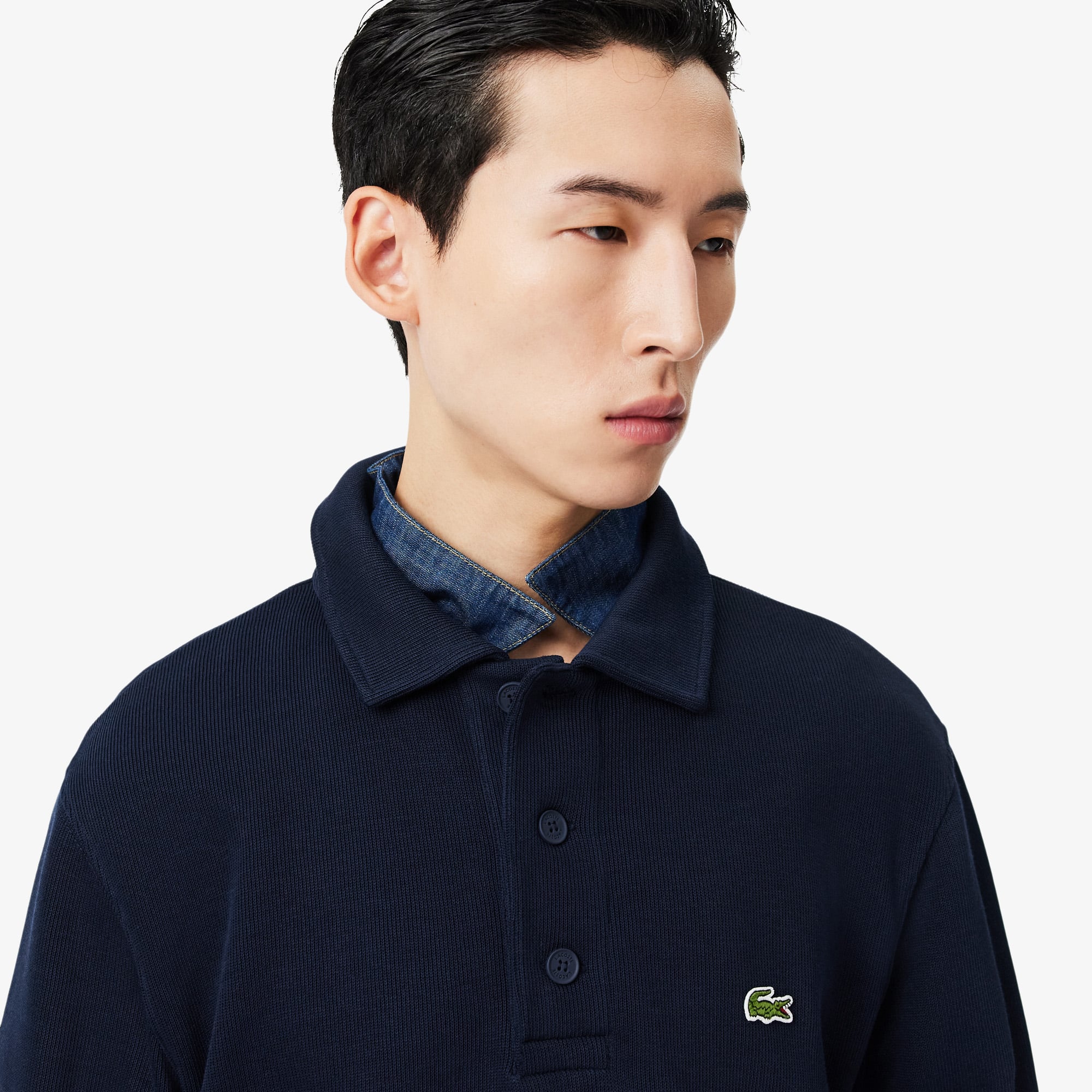 Lacoste Erkek Classic Fit Polo Yaka Lacivert Sweatshirt görsel 2