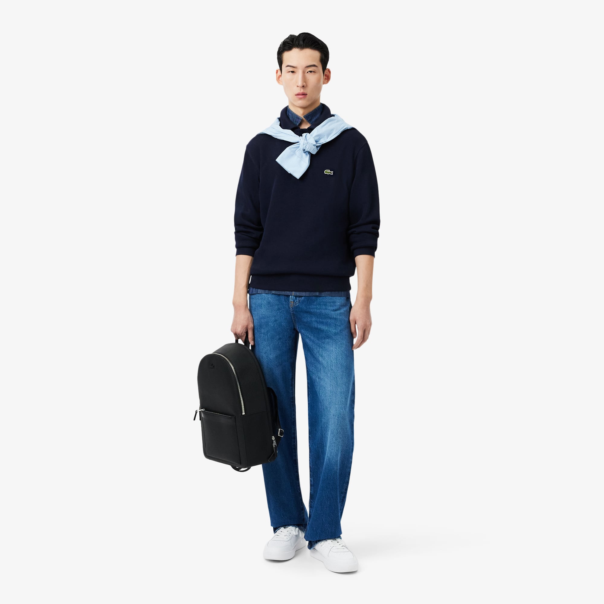 Lacoste Erkek Classic Fit Polo Yaka Lacivert Sweatshirt görsel 6