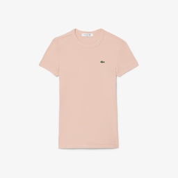 Kadın Slim Fit Bisiklet Yaka Pembe T-Shirt Pembe