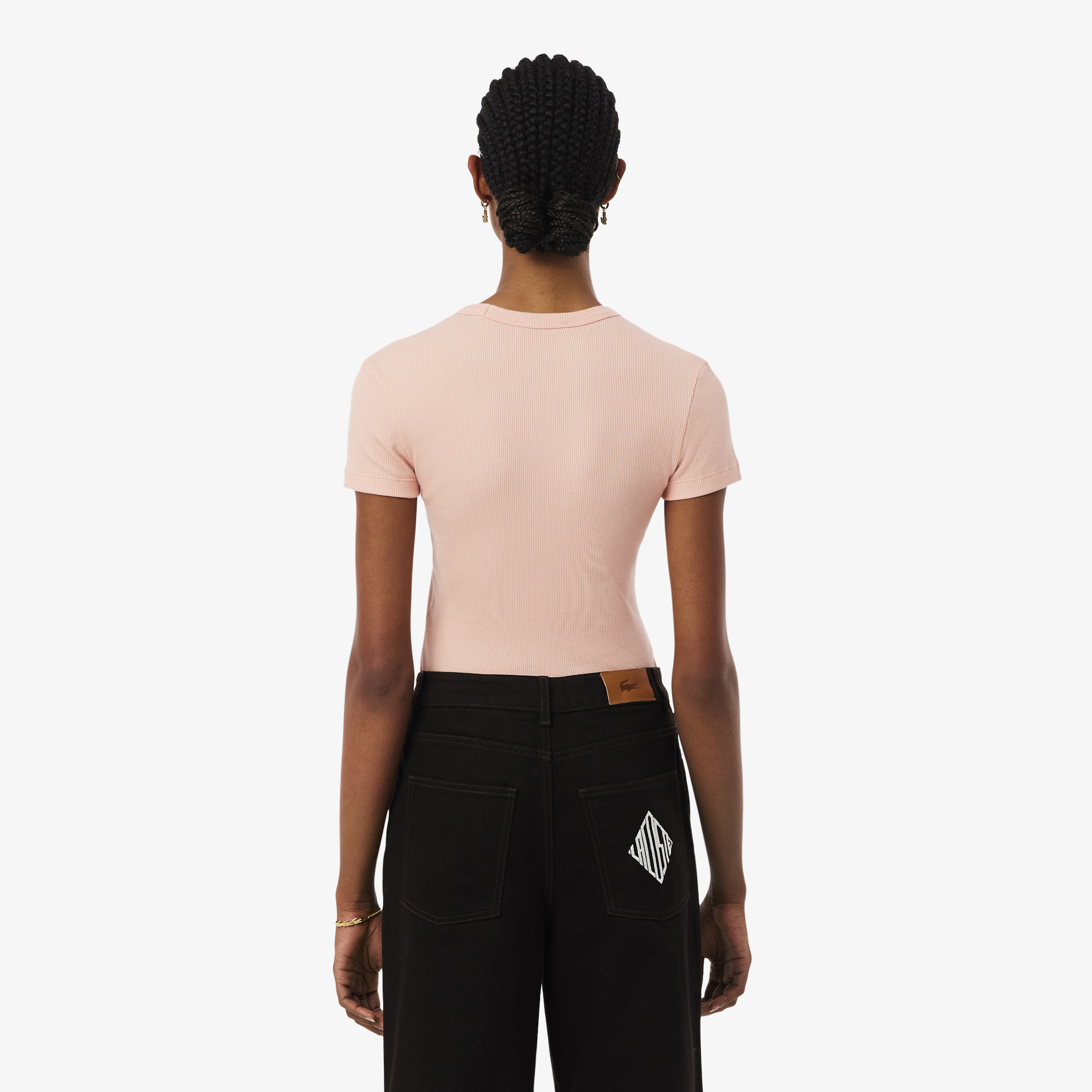 Kadın Slim Fit Bisiklet Yaka Pembe T-Shirt