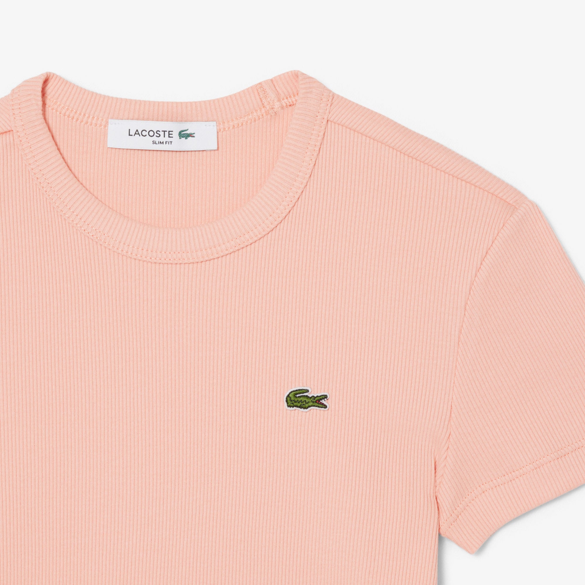 Lacoste Kadın Slim Fit Bisiklet Yaka Pembe T-Shirt görsel 5