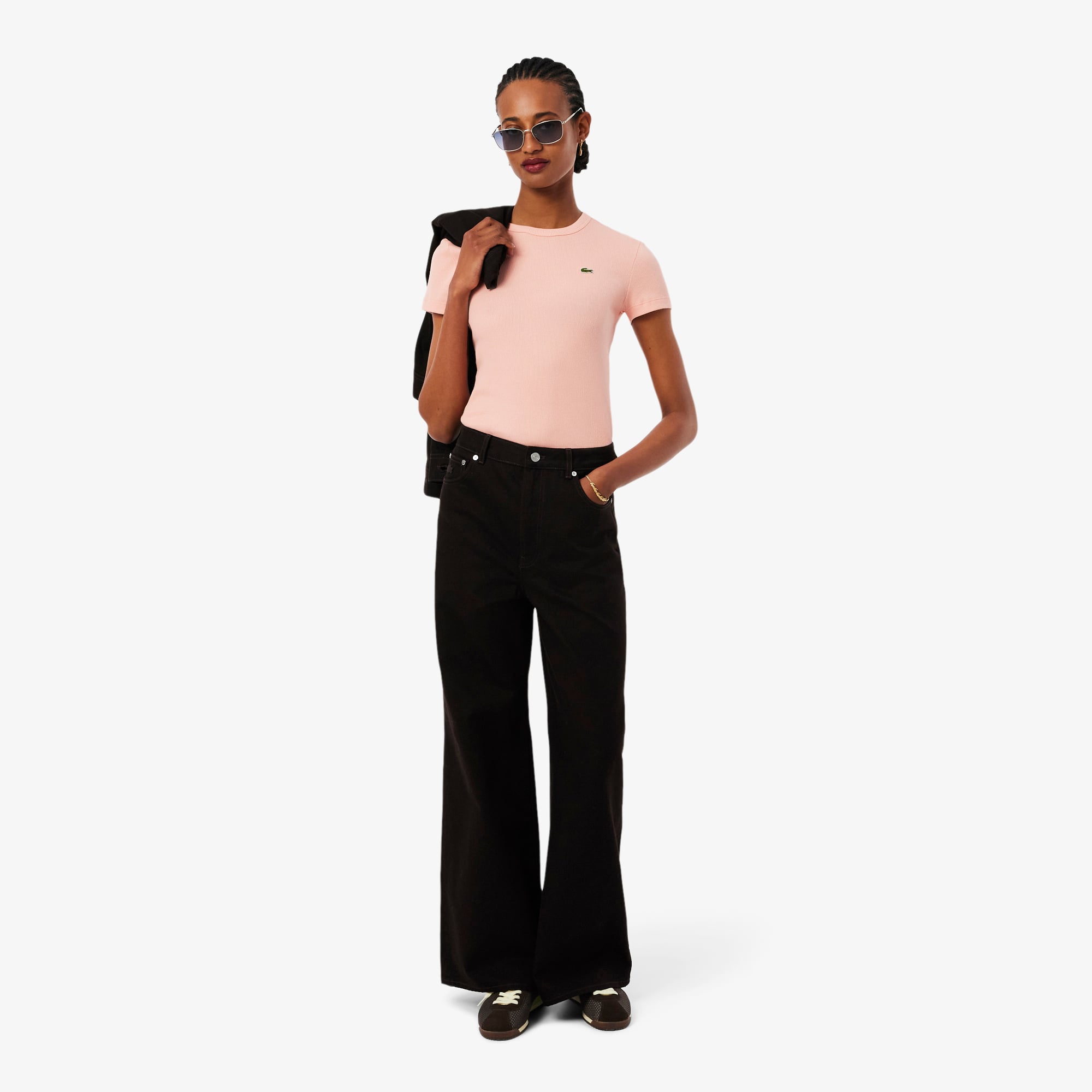 Lacoste Kadın Slim Fit Bisiklet Yaka Pembe T-Shirt görsel 7