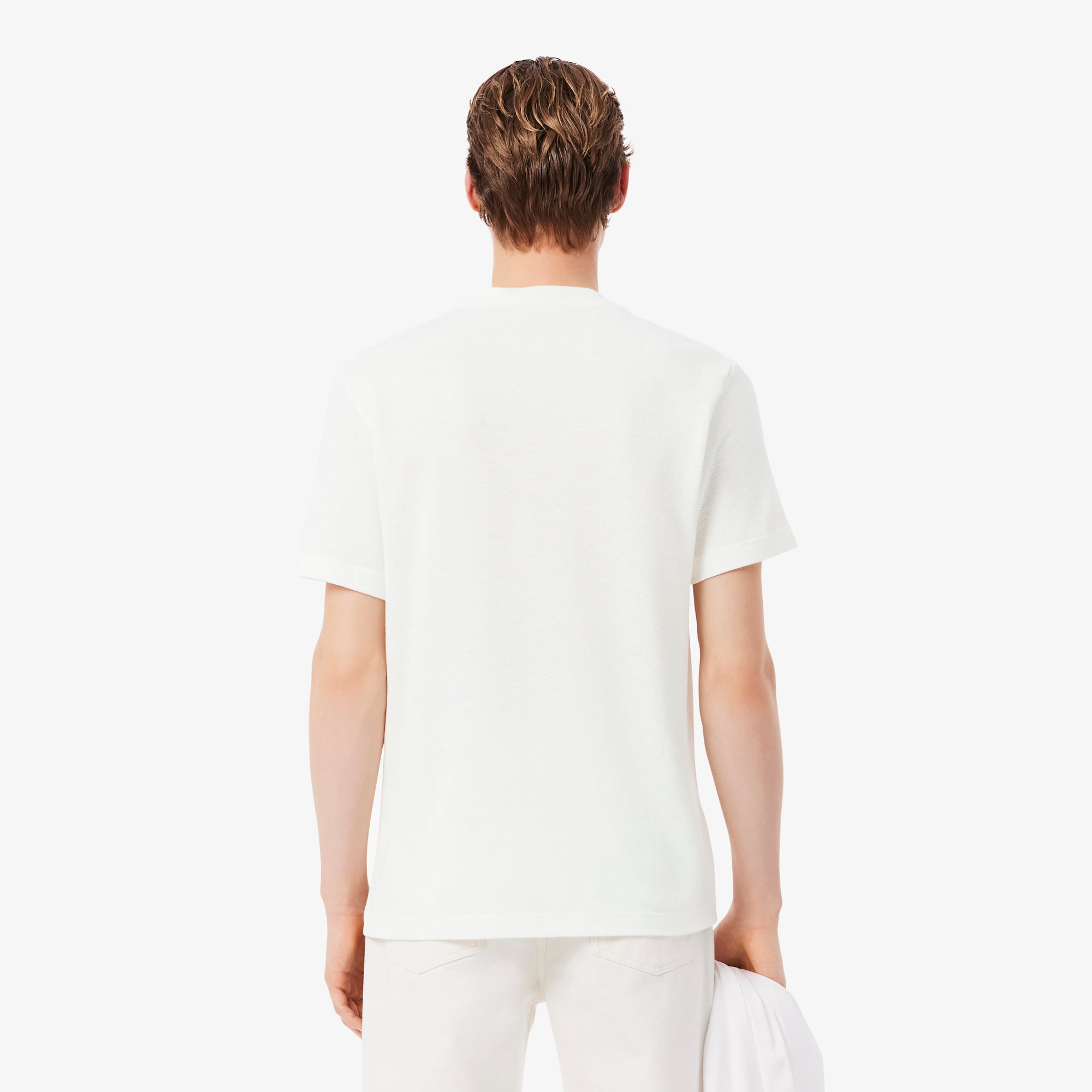 Lacoste Erkek Classic Fit Bisiklet Yaka Beyaz T-Shirt görsel 3