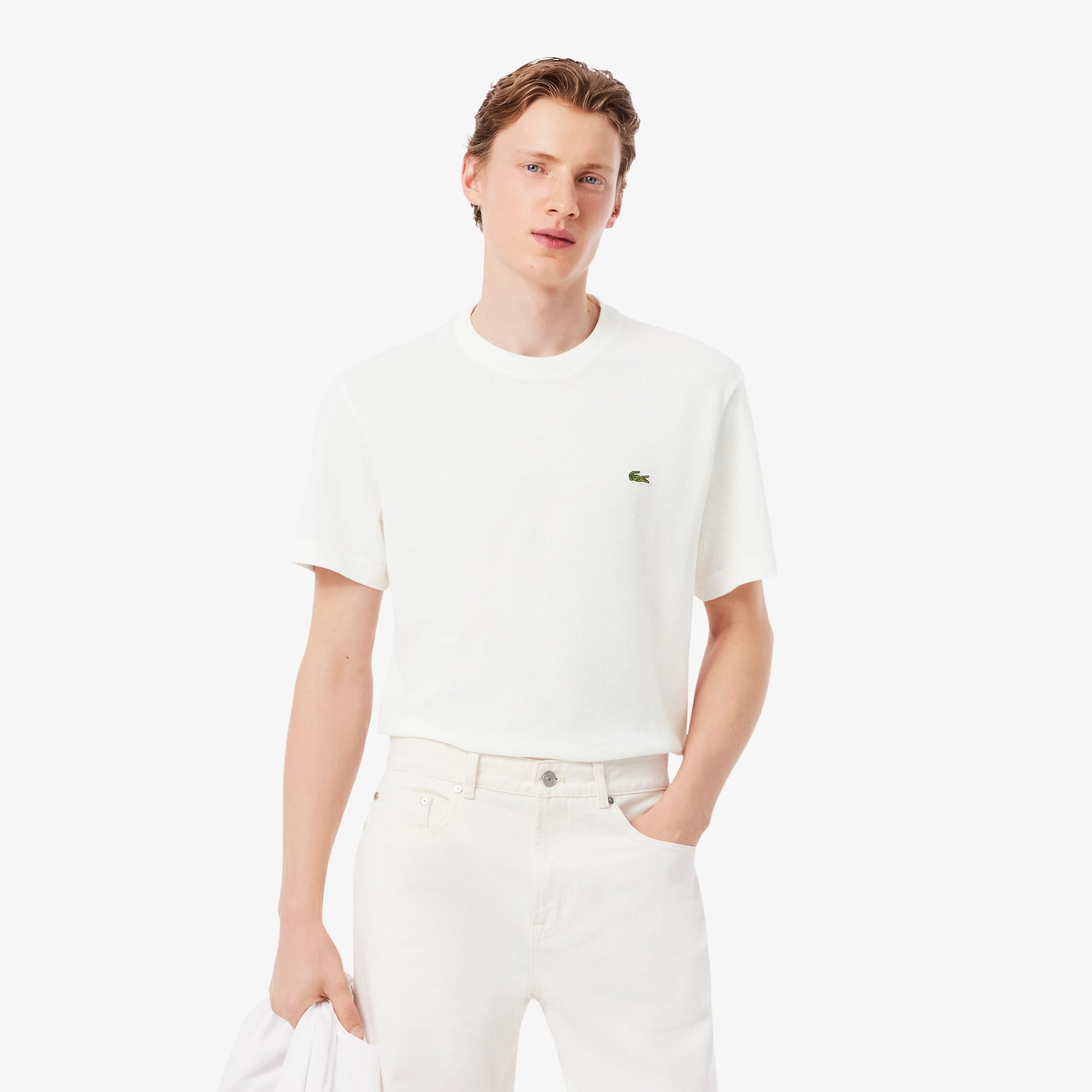 Lacoste Erkek Classic Fit Bisiklet Yaka Beyaz T-Shirt