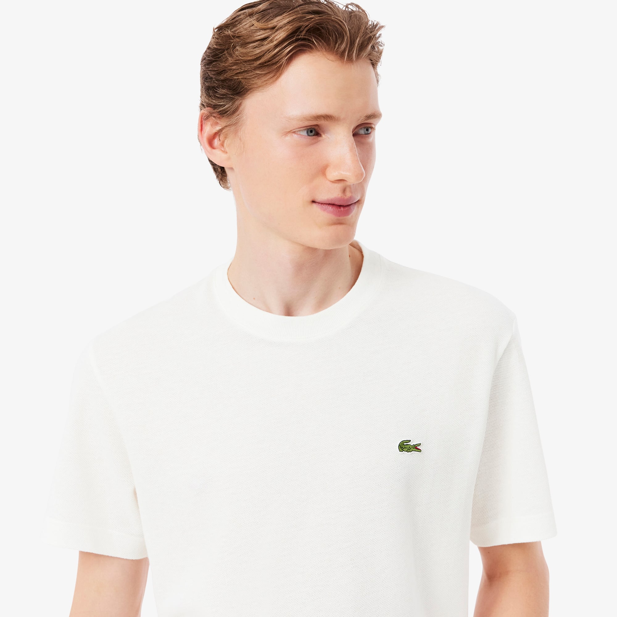Lacoste Erkek Classic Fit Bisiklet Yaka Beyaz T-Shirt görsel 2