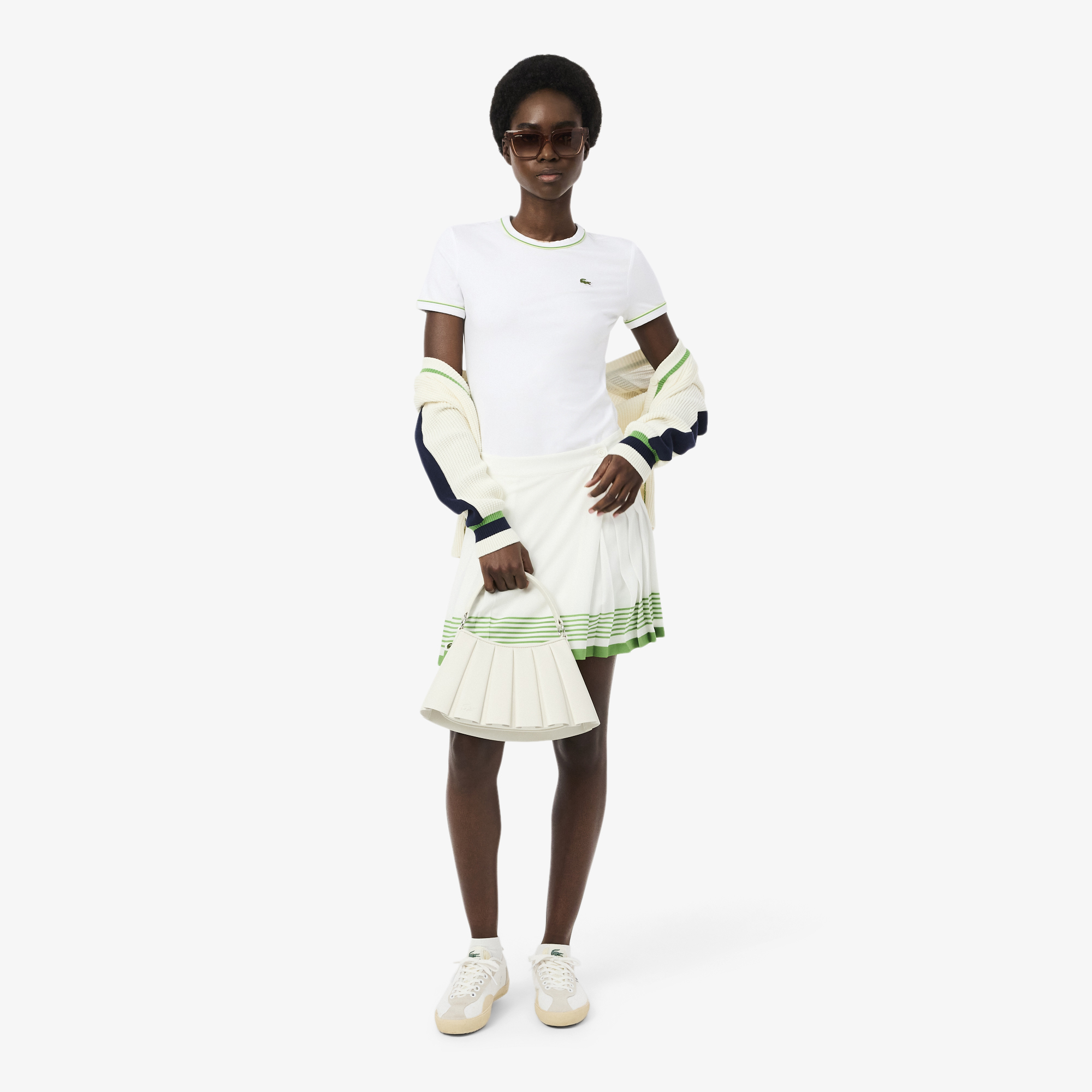 Lacoste Kadın Slim Fit Bisiklet Yaka Beyaz T-Shirt görsel 7