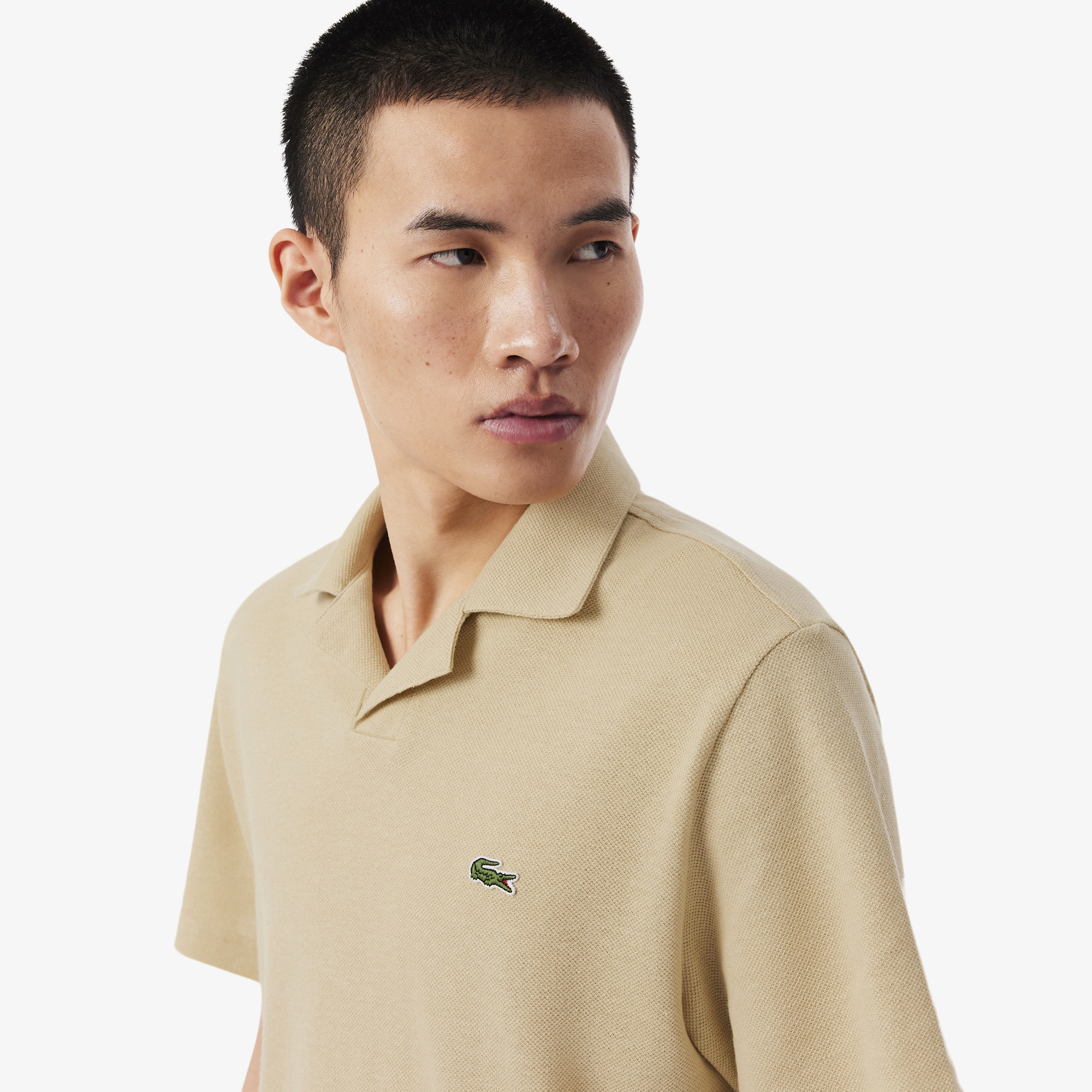 Lacoste Erkek Classic Fit Keten Bej Polo görsel 2