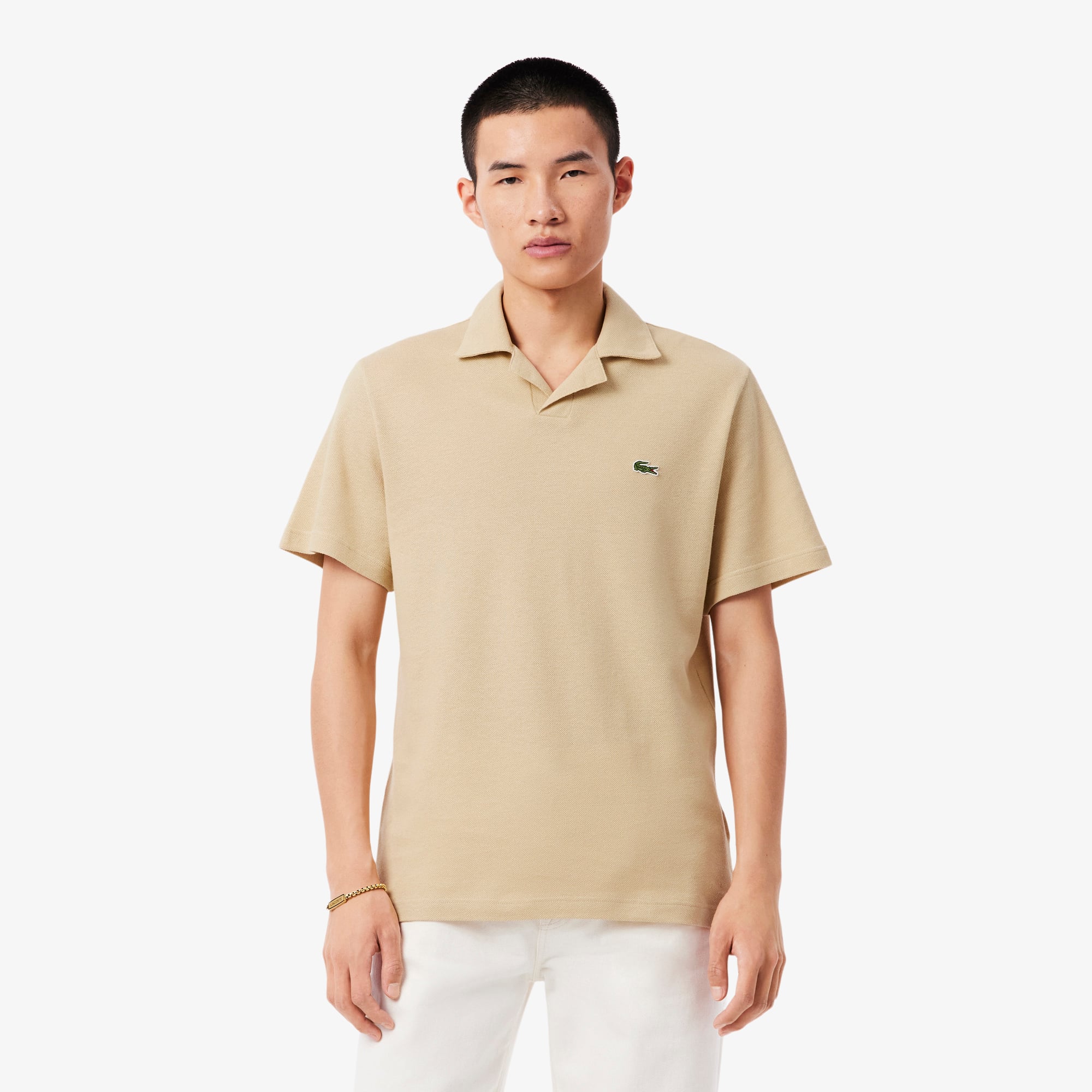 Lacoste Erkek Classic Fit Keten Bej Polo