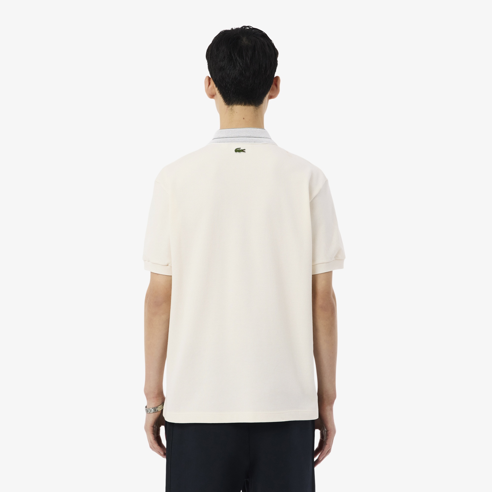 Erkek Classic Fit Baskılı Krem Polo