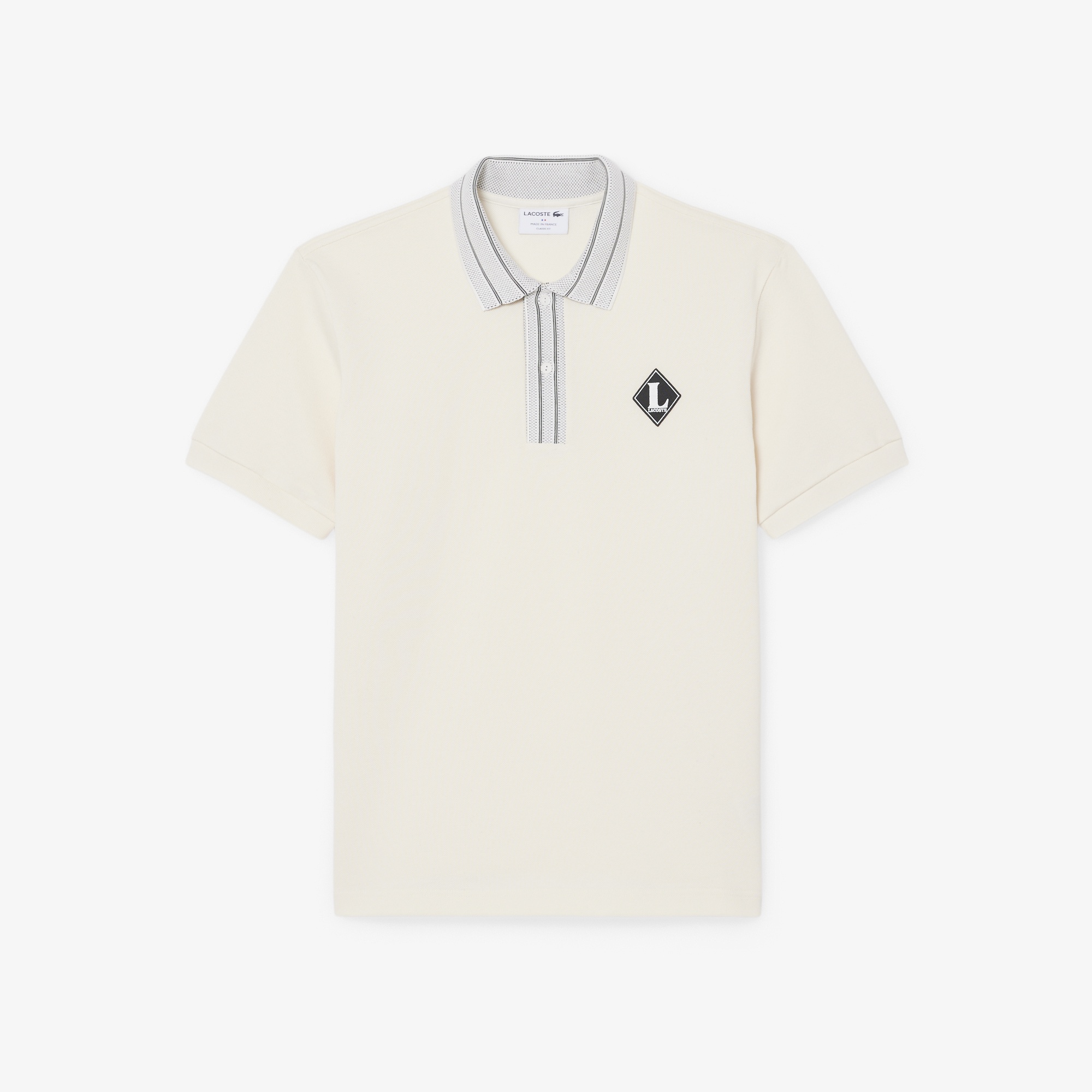 Erkek Classic Fit Baskılı Krem Polo