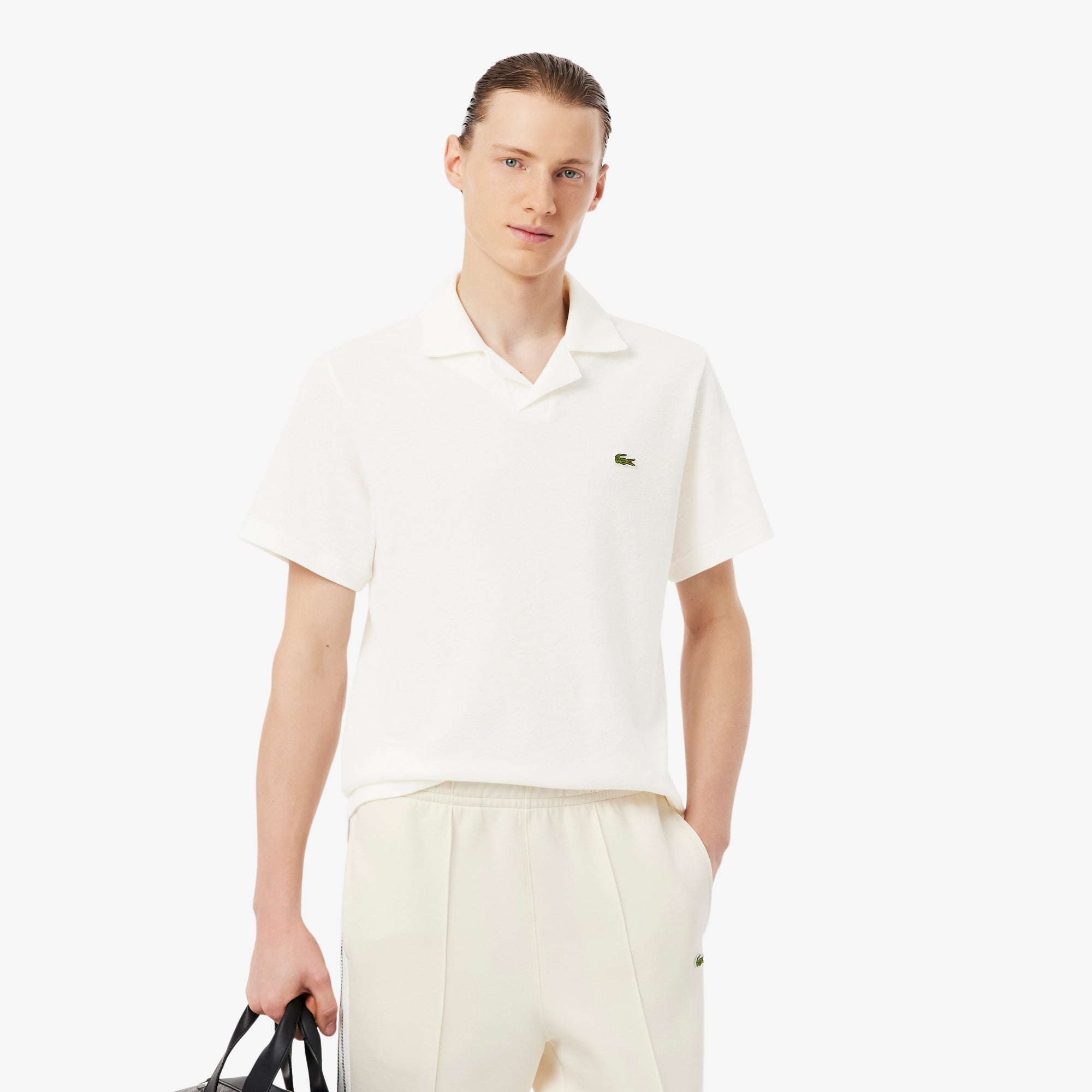 Lacoste Erkek Classic Fit Keten Beyaz Polo