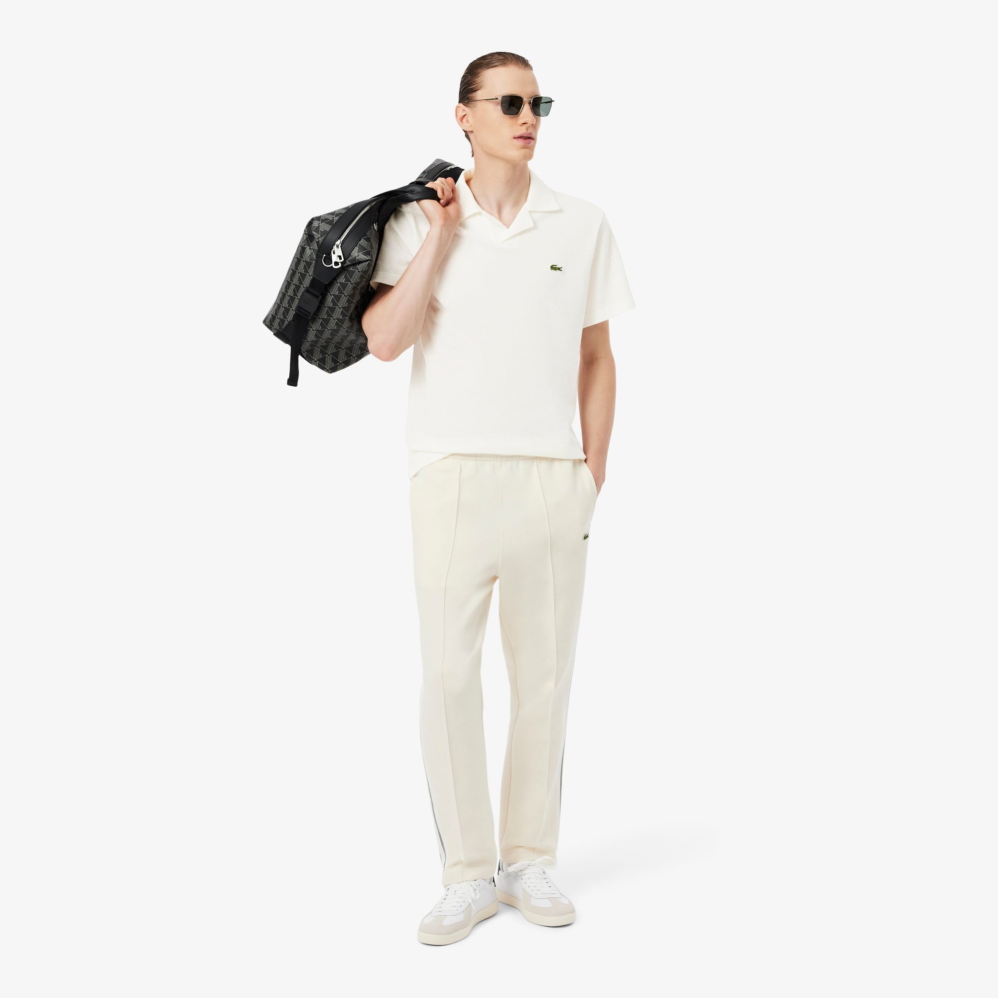 Lacoste Erkek Classic Fit Keten Beyaz Polo görsel 8
