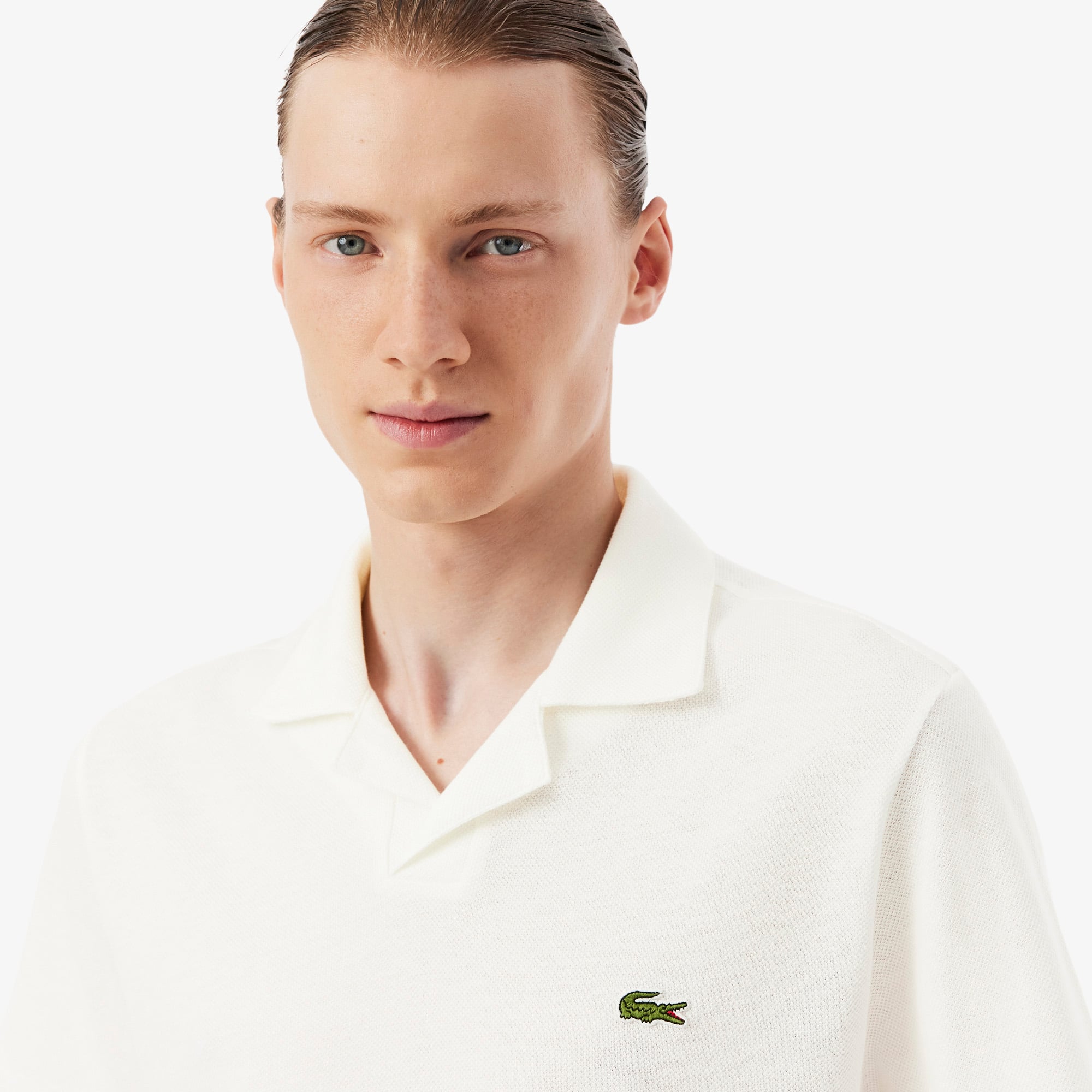 Lacoste Erkek Classic Fit Keten Beyaz Polo görsel 2