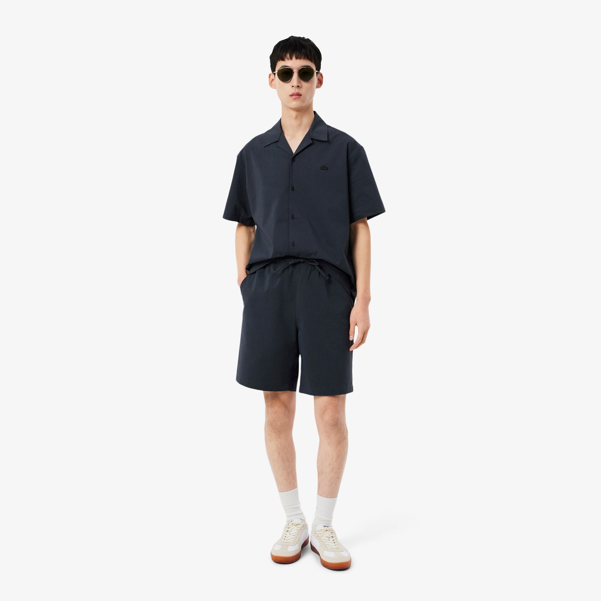 Lacoste Erkek Relaxed Fit Çizgili Siyah Şort