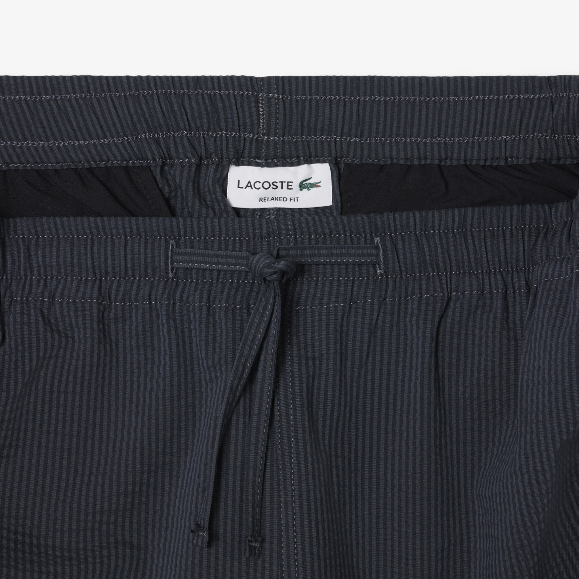 Lacoste Erkek Relaxed Fit Çizgili Siyah Şort görsel 6
