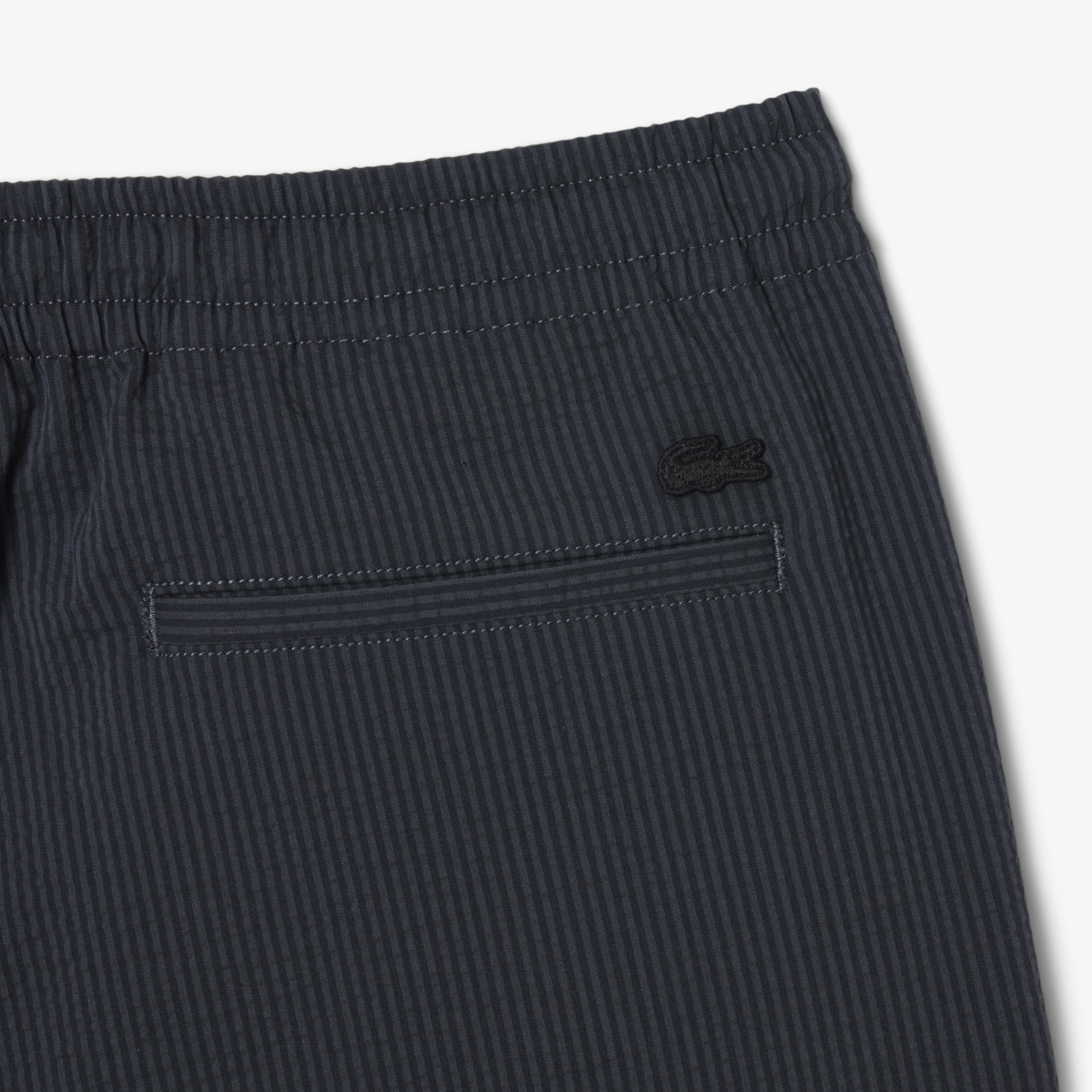 Lacoste Erkek Relaxed Fit Çizgili Siyah Şort görsel 5