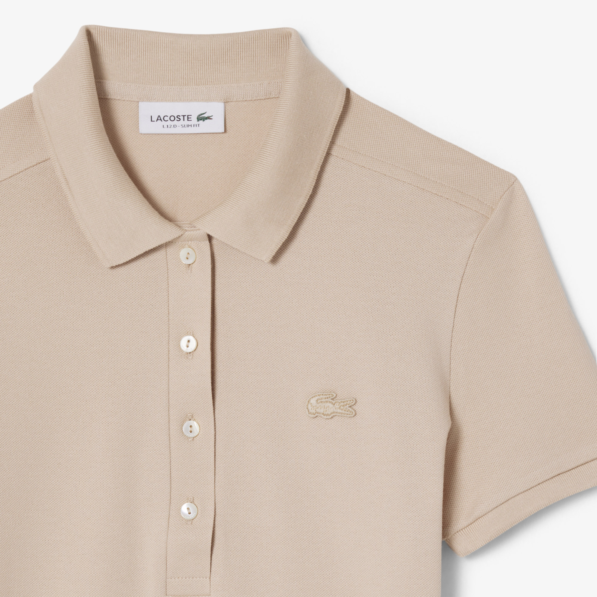 Lacoste L.12.D Kadın Slim Fit Bej Polo görsel 5