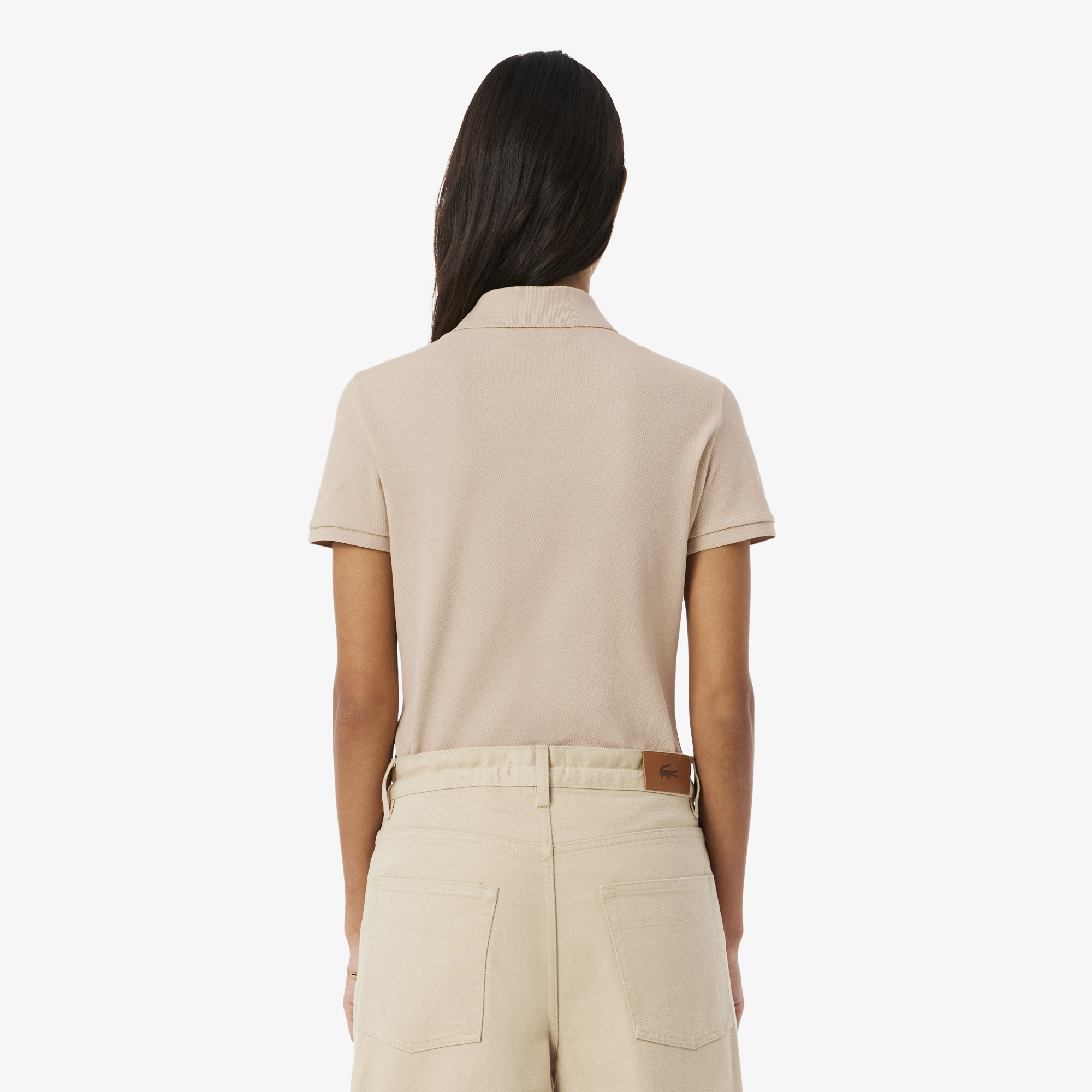 Lacoste L.12.D Kadın Slim Fit Bej Polo görsel 3