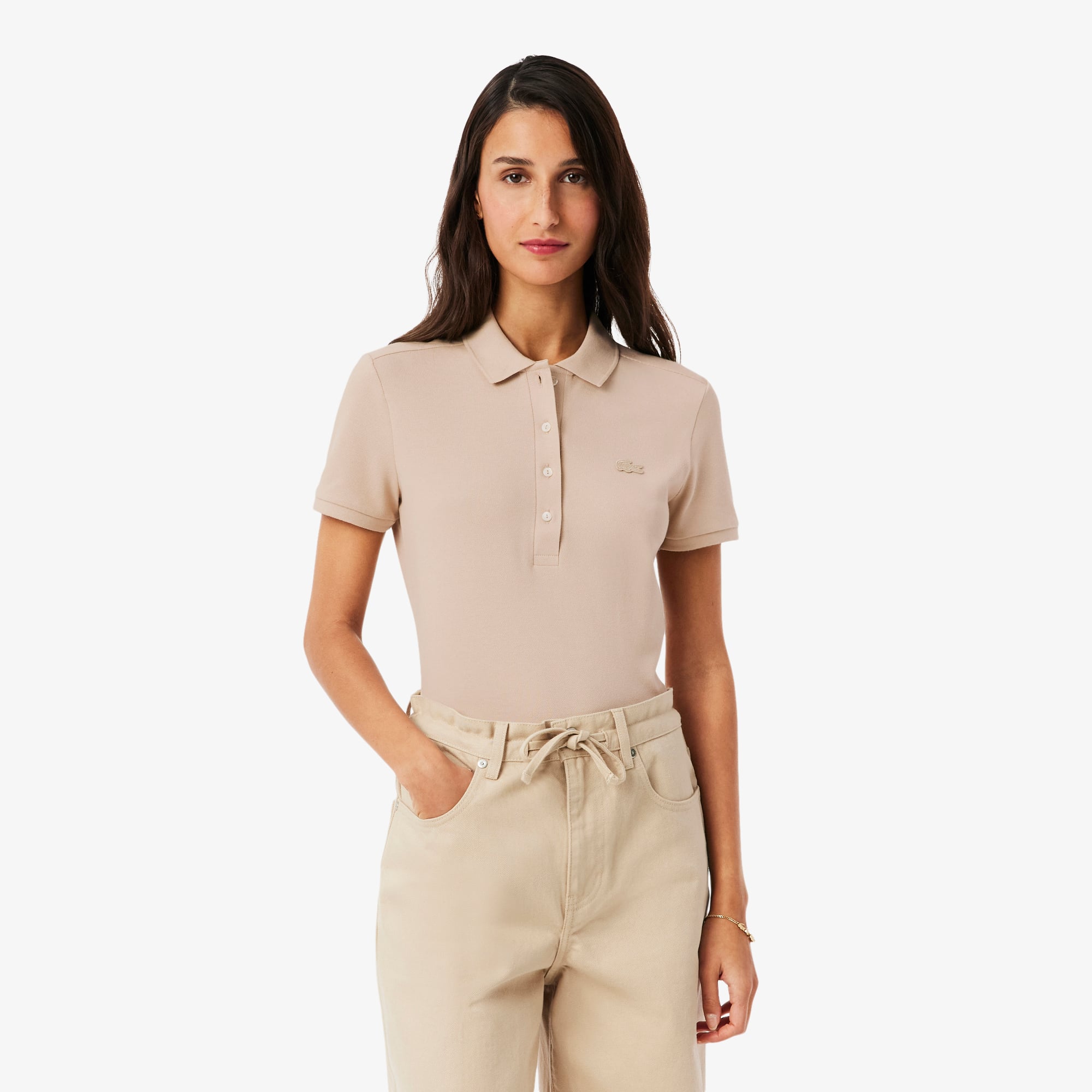 Lacoste L.12.D Kadın Slim Fit Bej Polo