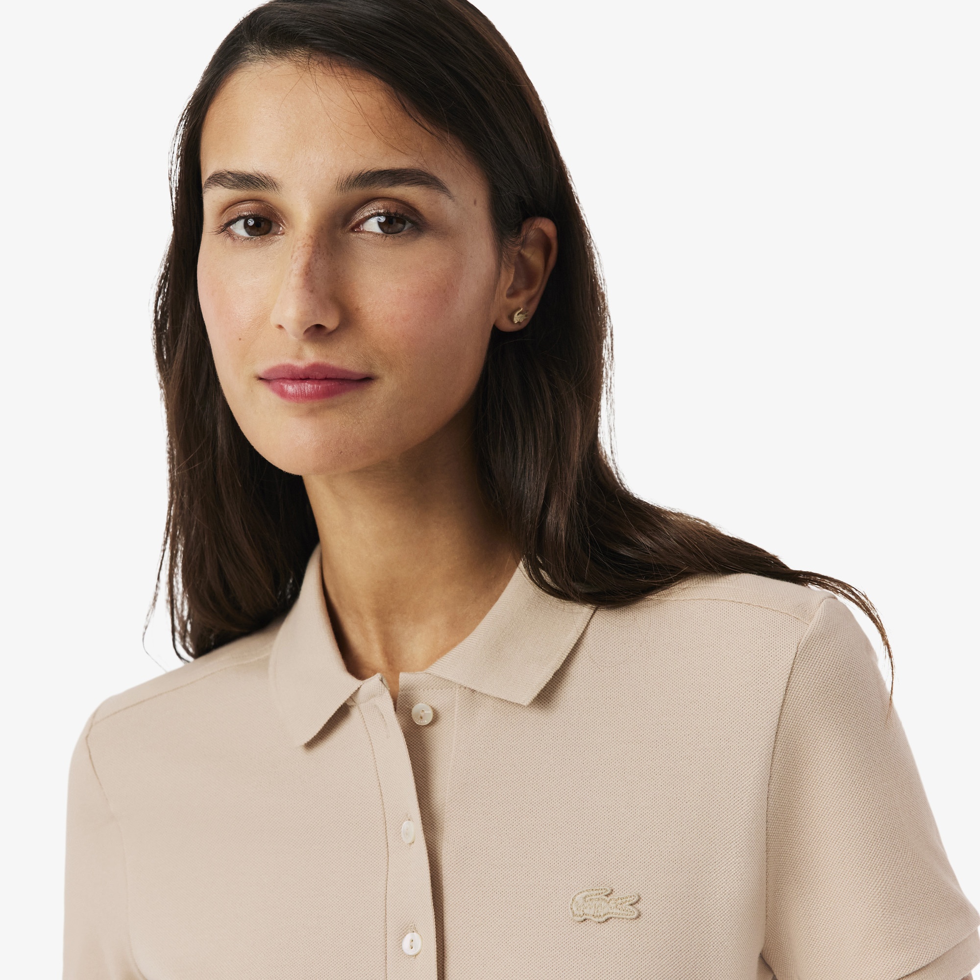 L.12.D Kadın Slim Fit Bej Polo