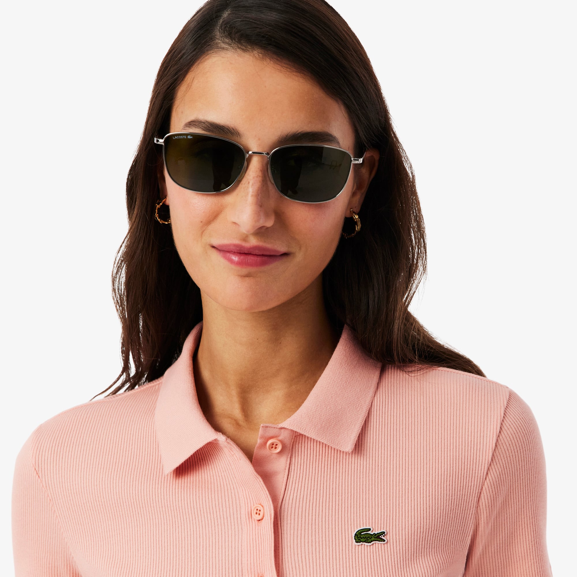 Lacoste L.12.D Kadın Slim Fit Pembe Polo görsel 2