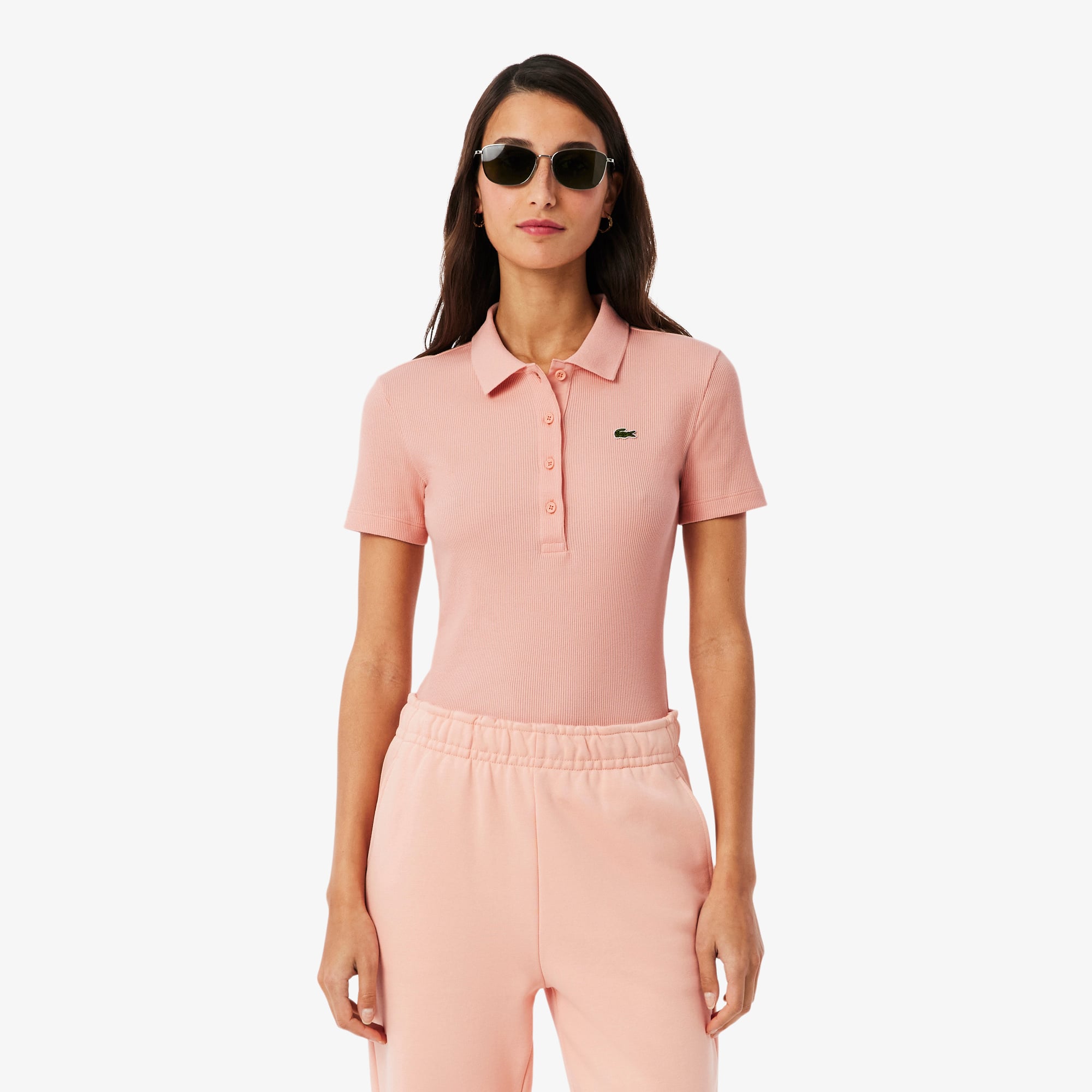 Lacoste L.12.D Kadın Slim Fit Pembe Polo