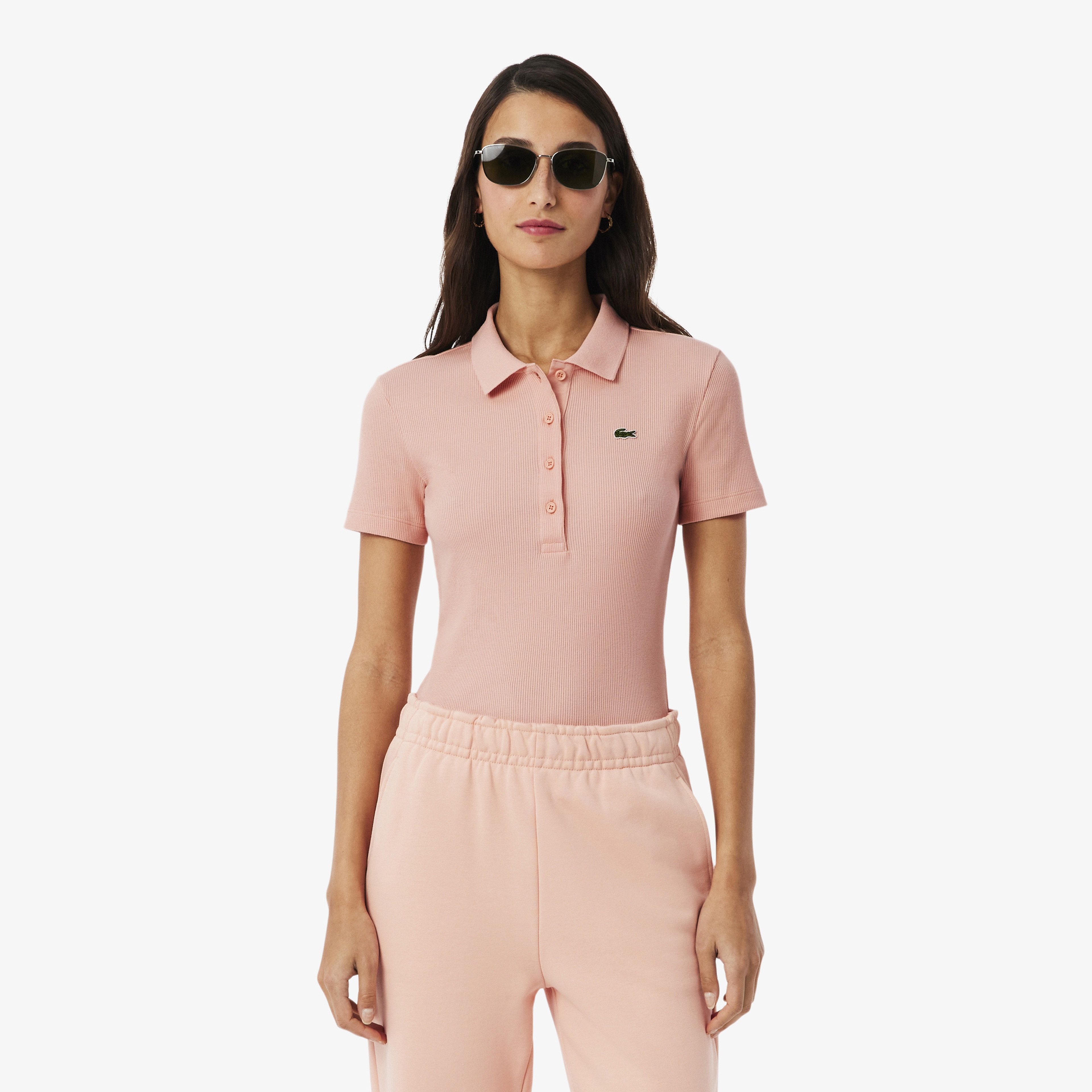 Kadın Slim Fit Pembe Polo