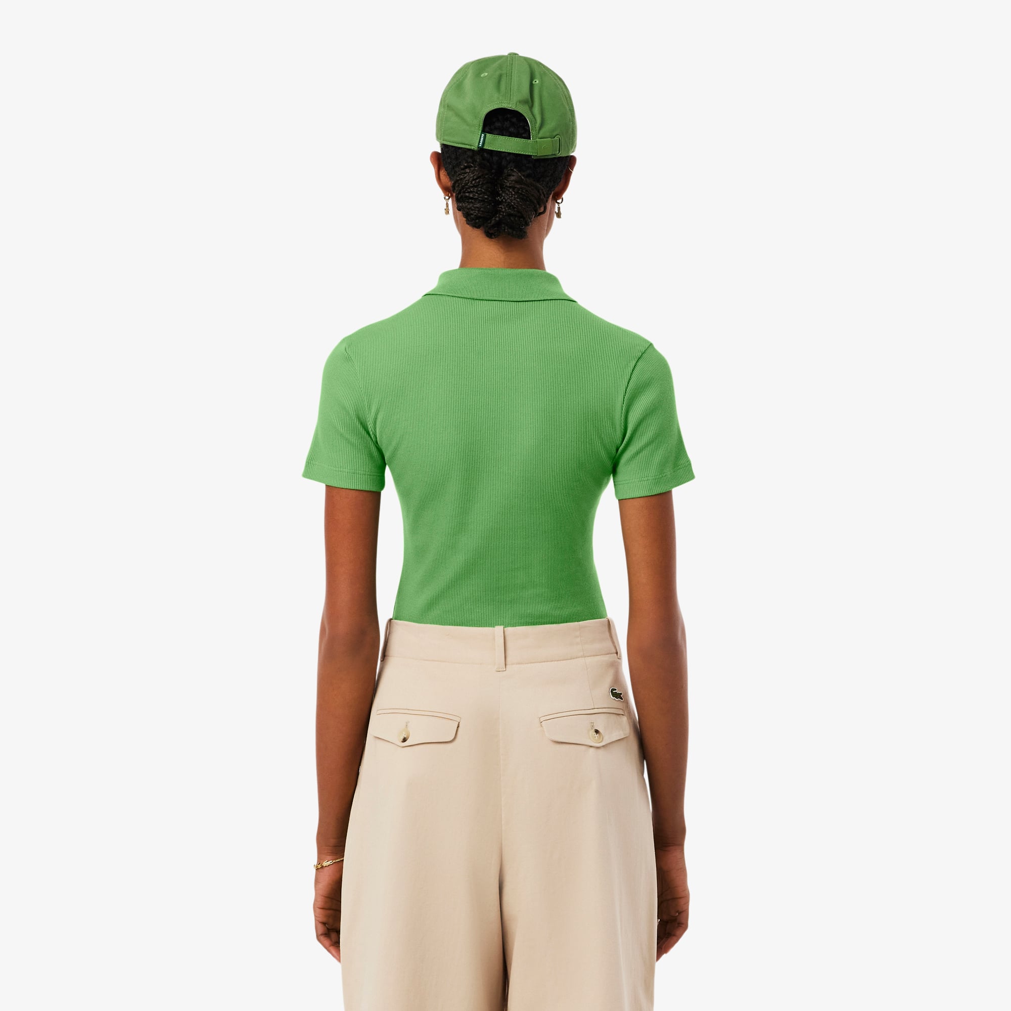 Lacoste L.12.D Kadın Slim Fit Yeşil Polo görsel 3