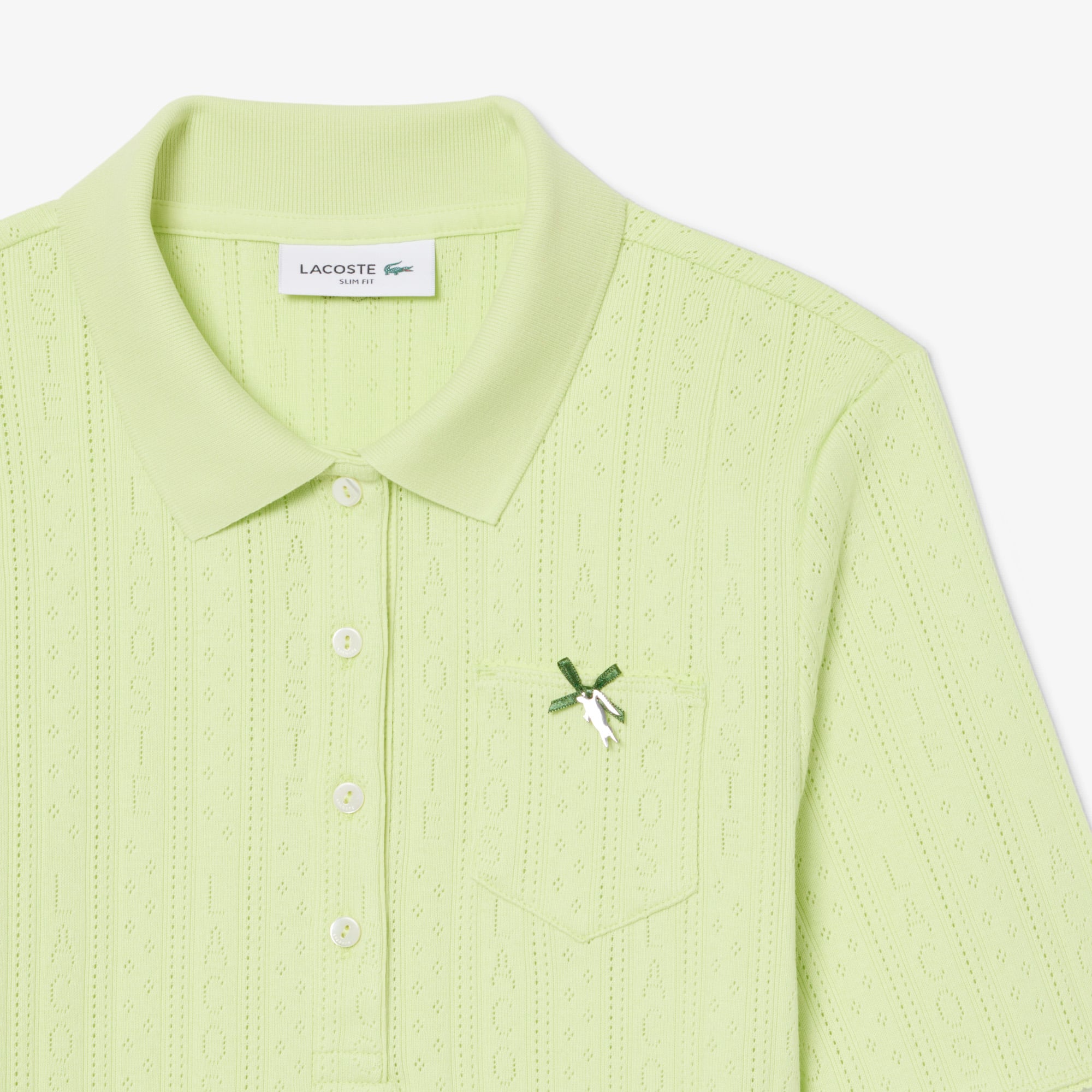 Lacoste L.12.D Kadın Slim Fit Yeşil Polo görsel 6