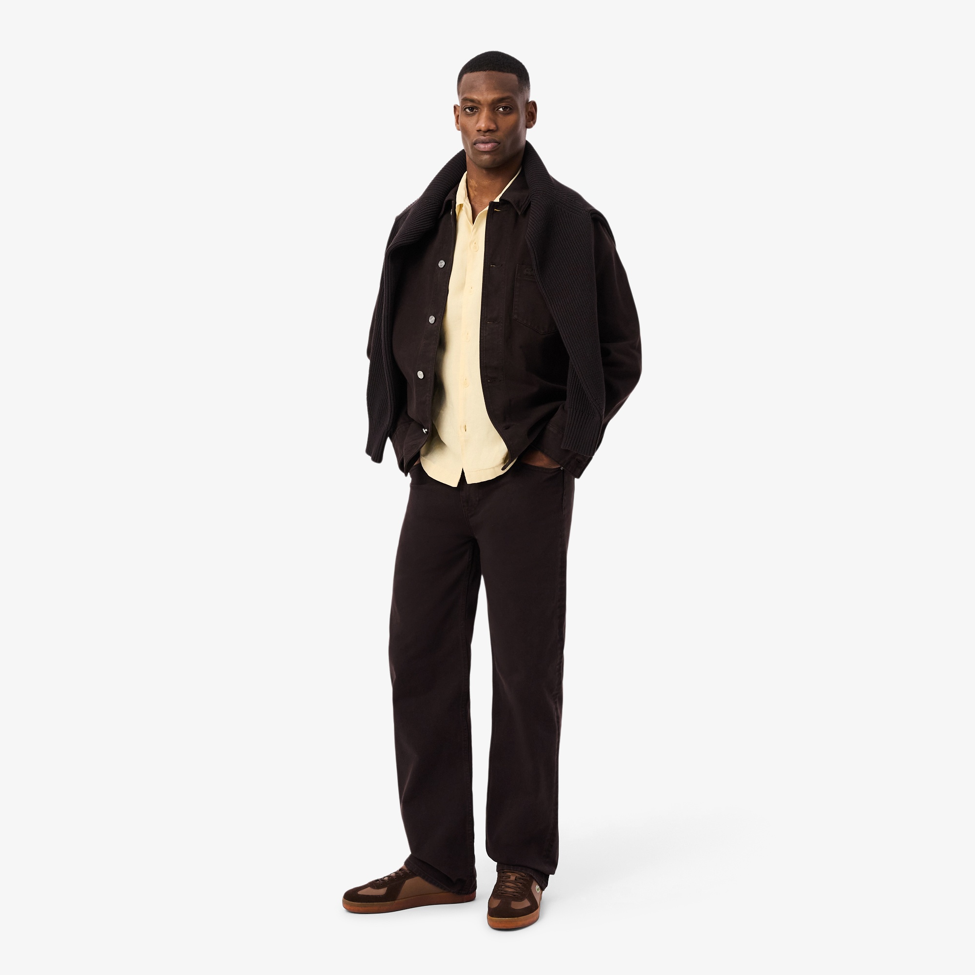 Erkek Relaxed Fit Kısa Kollu Keten Krem Gömlek