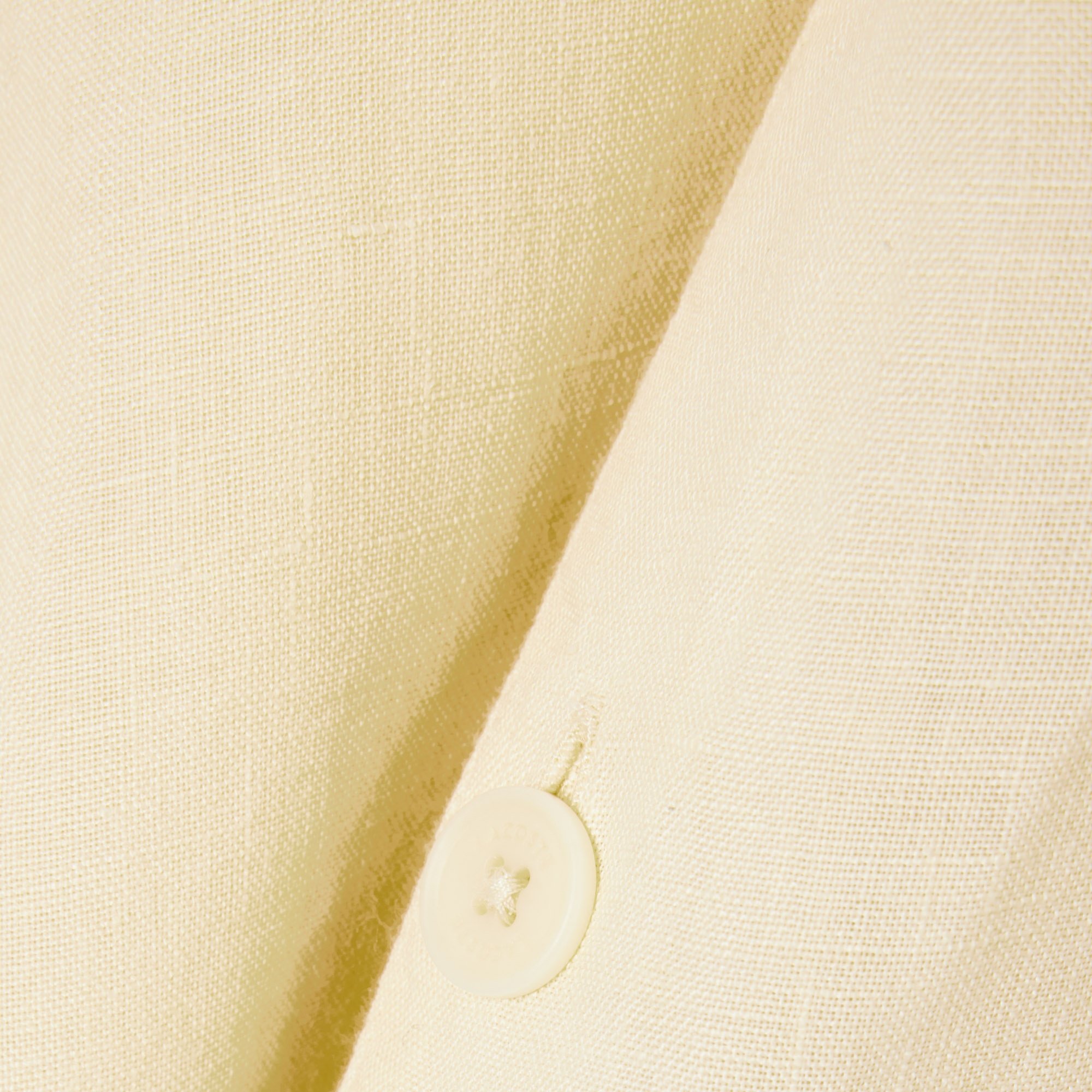 Erkek Relaxed Fit Kısa Kollu Keten Krem Gömlek