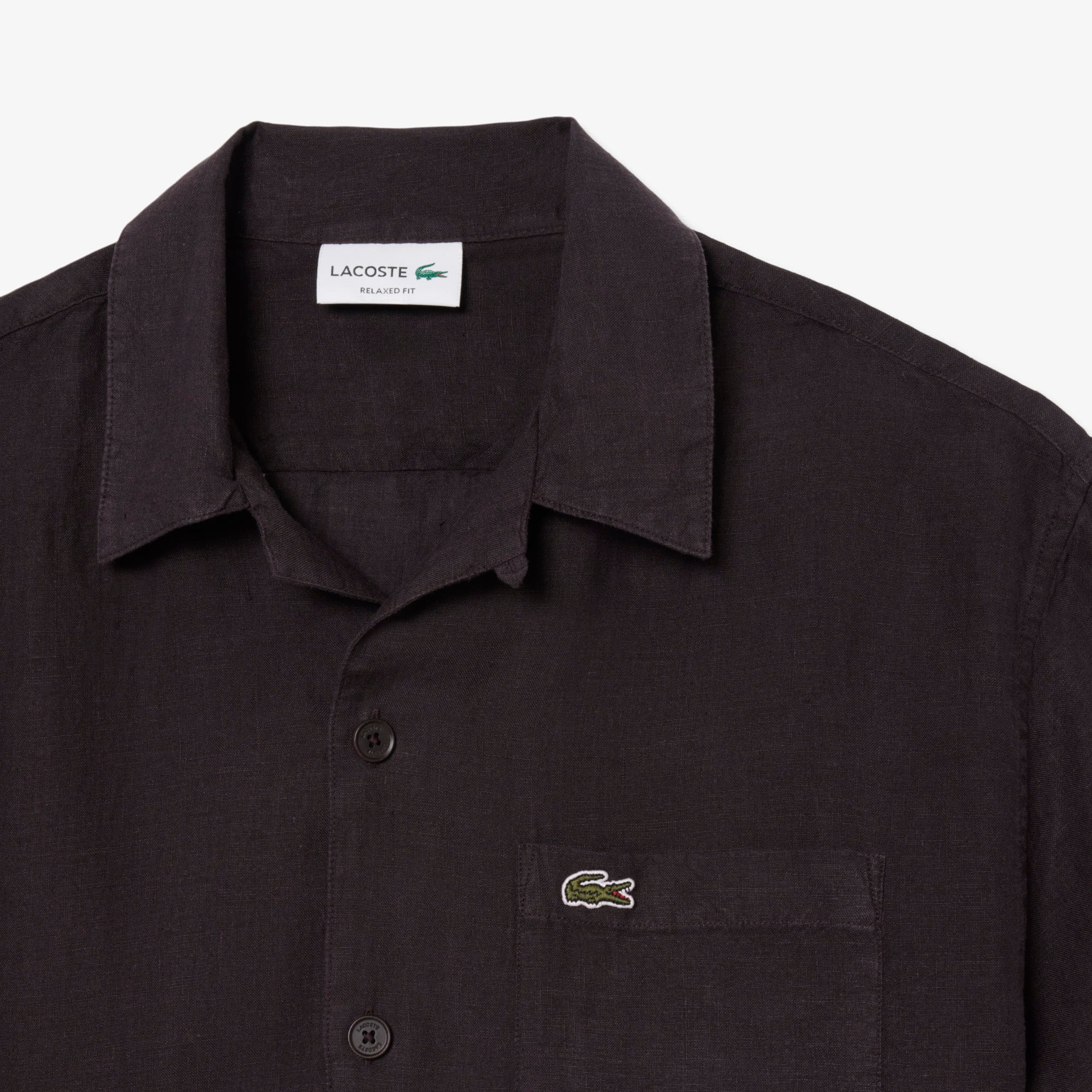Lacoste Erkek Relaxed Fit Kısa Kollu Koyu Kahverengi Gömlek görsel 6