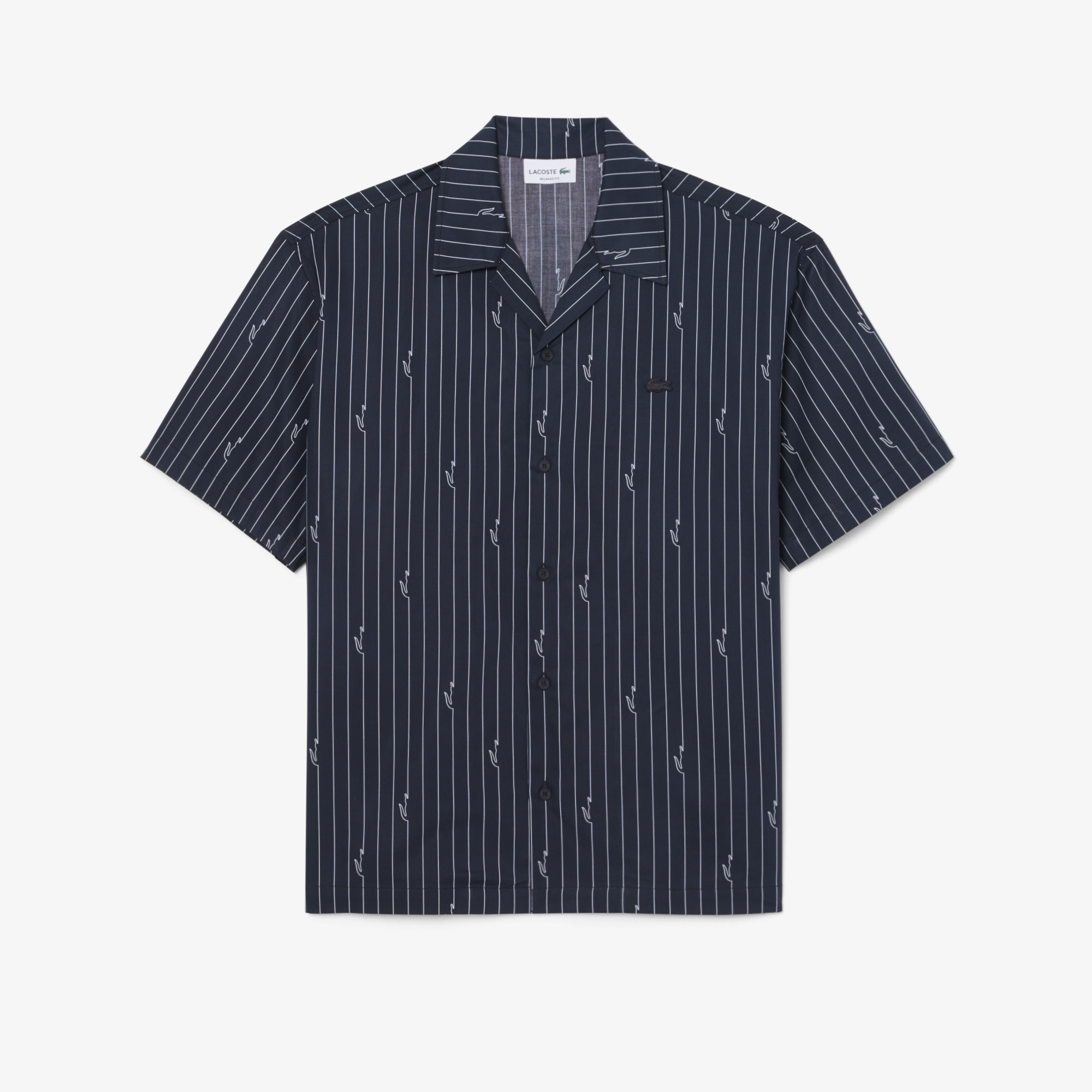 Lacoste Erkek Relaxed Fit Kısa Kollu Organik Pamuk Siyah Gömlek görsel 5