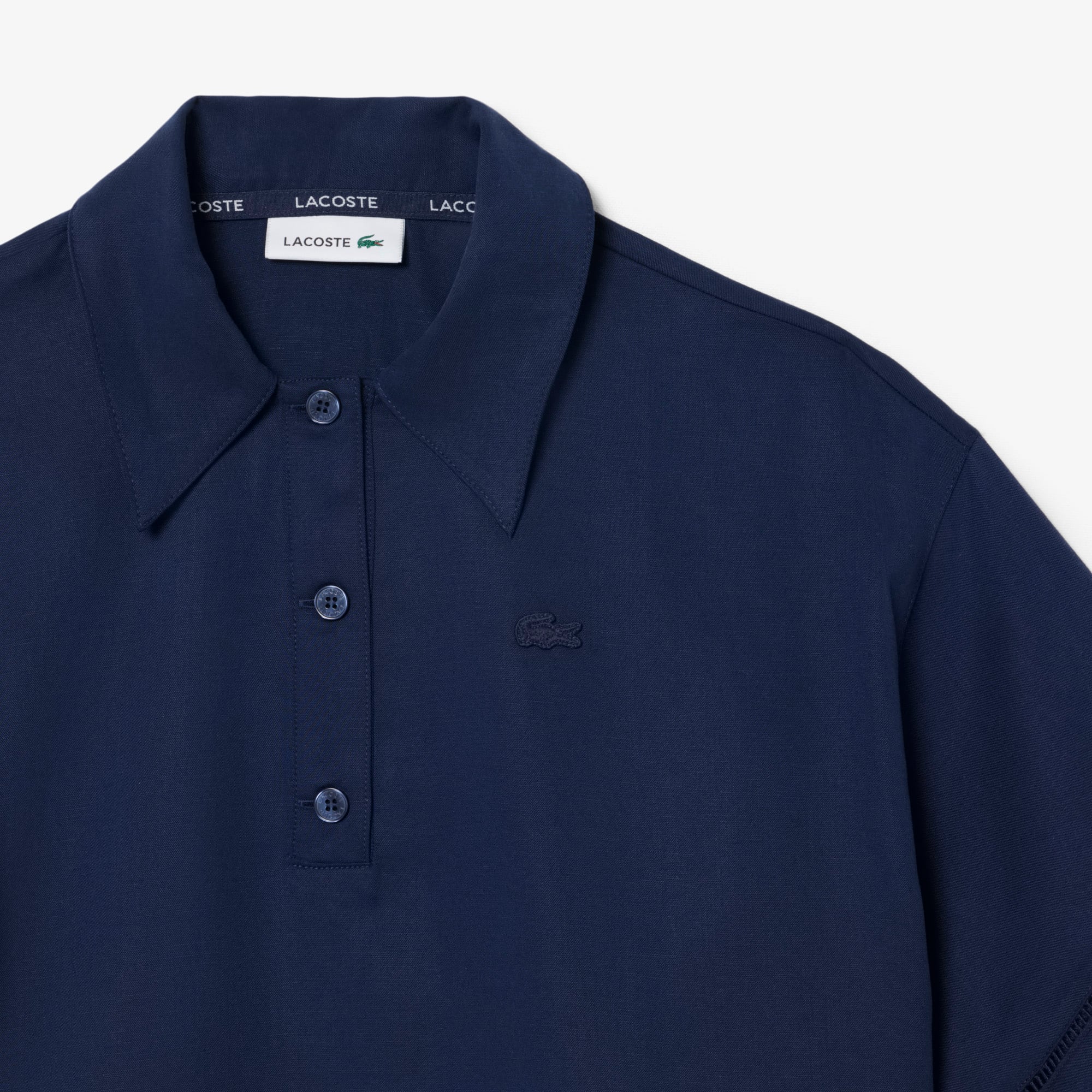Lacoste Kadın Oversize Fit Truvakar Kollu Lacivert Polo görsel 6