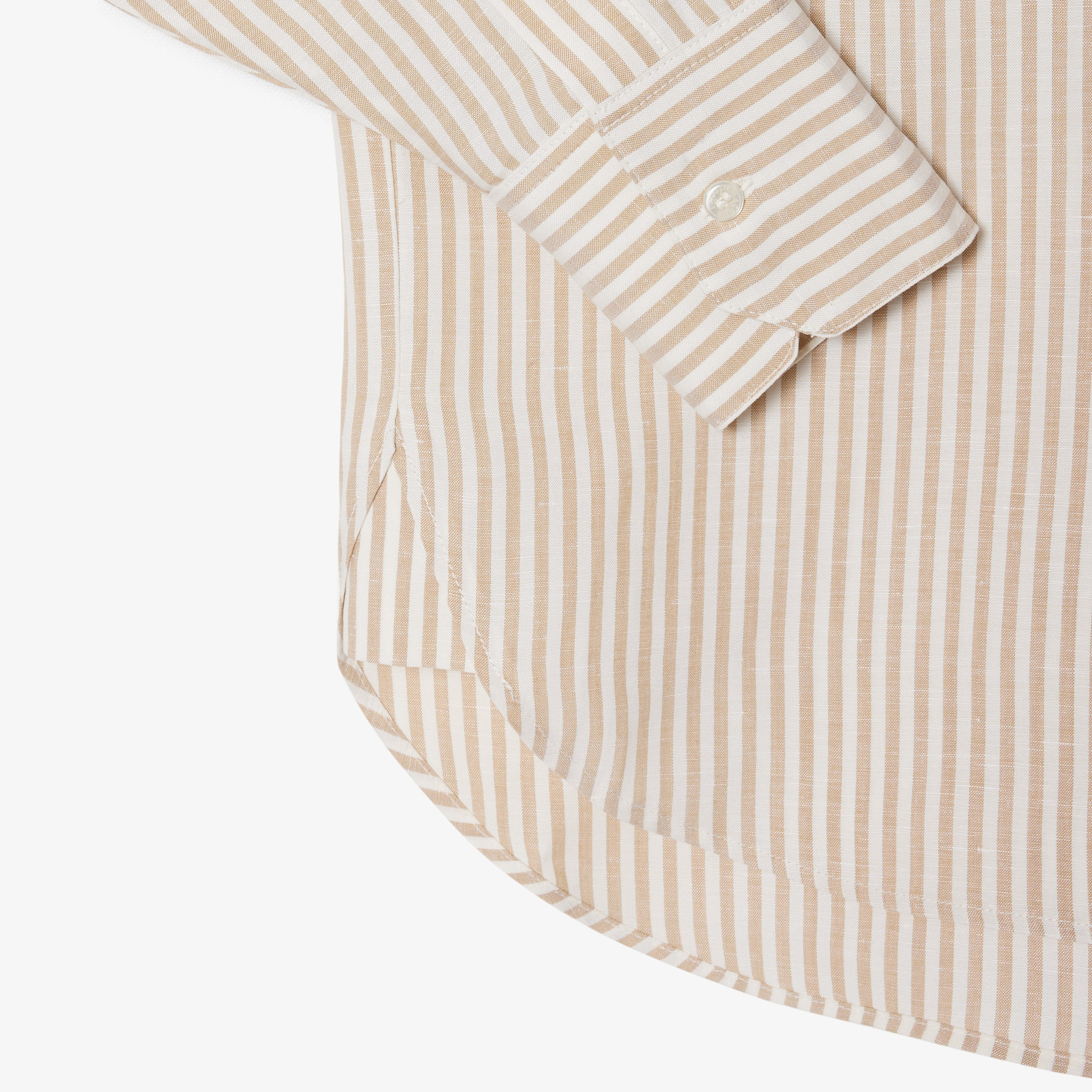 Kadın Oversize Fit Çizgili Keten Krem Gömlek Kadın Oversize Fit Çizgili Keten Krem Gömlek