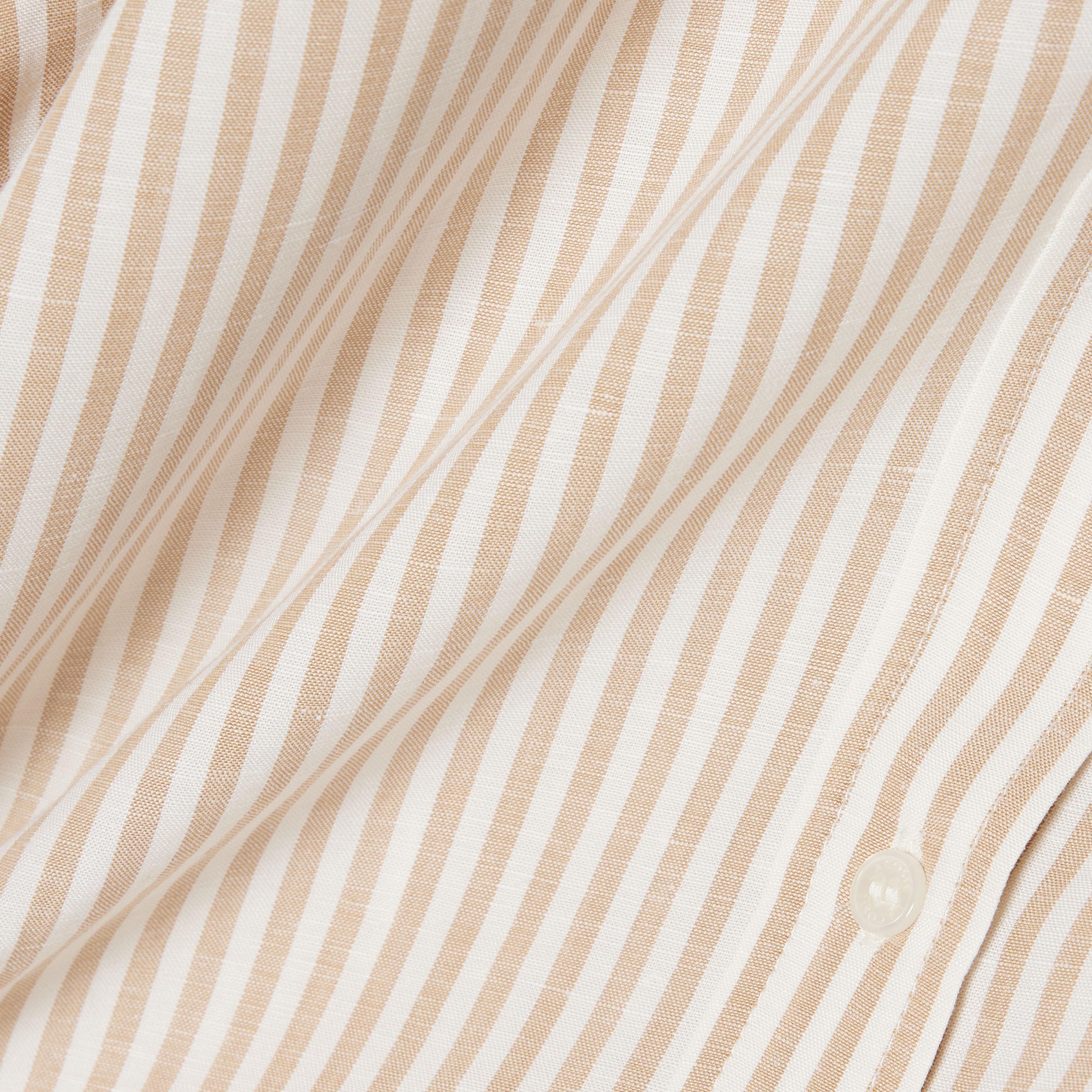 Kadın Oversize Fit Çizgili Keten Krem Gömlek Kadın Oversize Fit Çizgili Keten Krem Gömlek