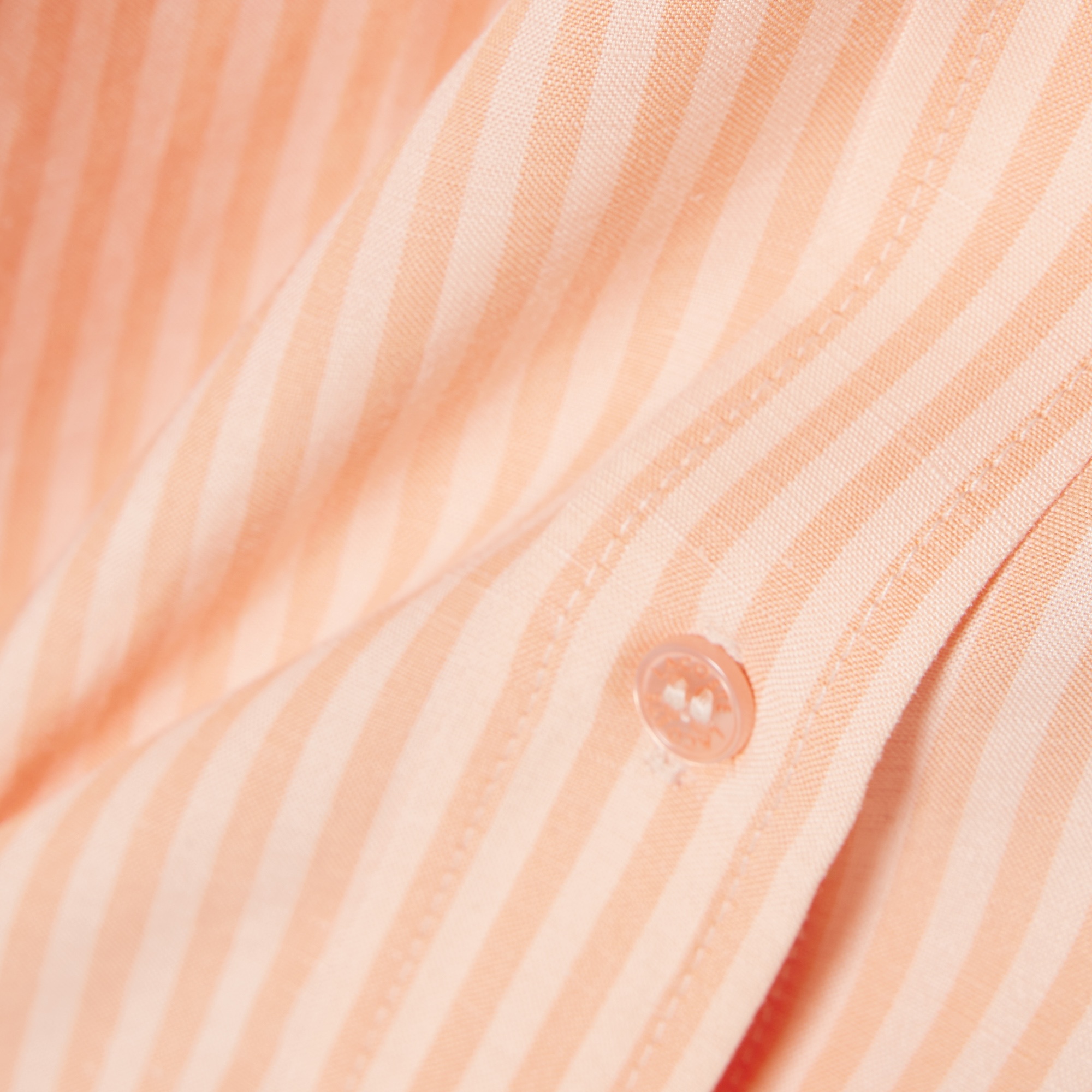 Kadın Oversize Fit Çizgili Keten Turuncu Gömlek