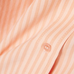 Kadın Oversize Fit Çizgili Keten Turuncu Gömlek Turuncu