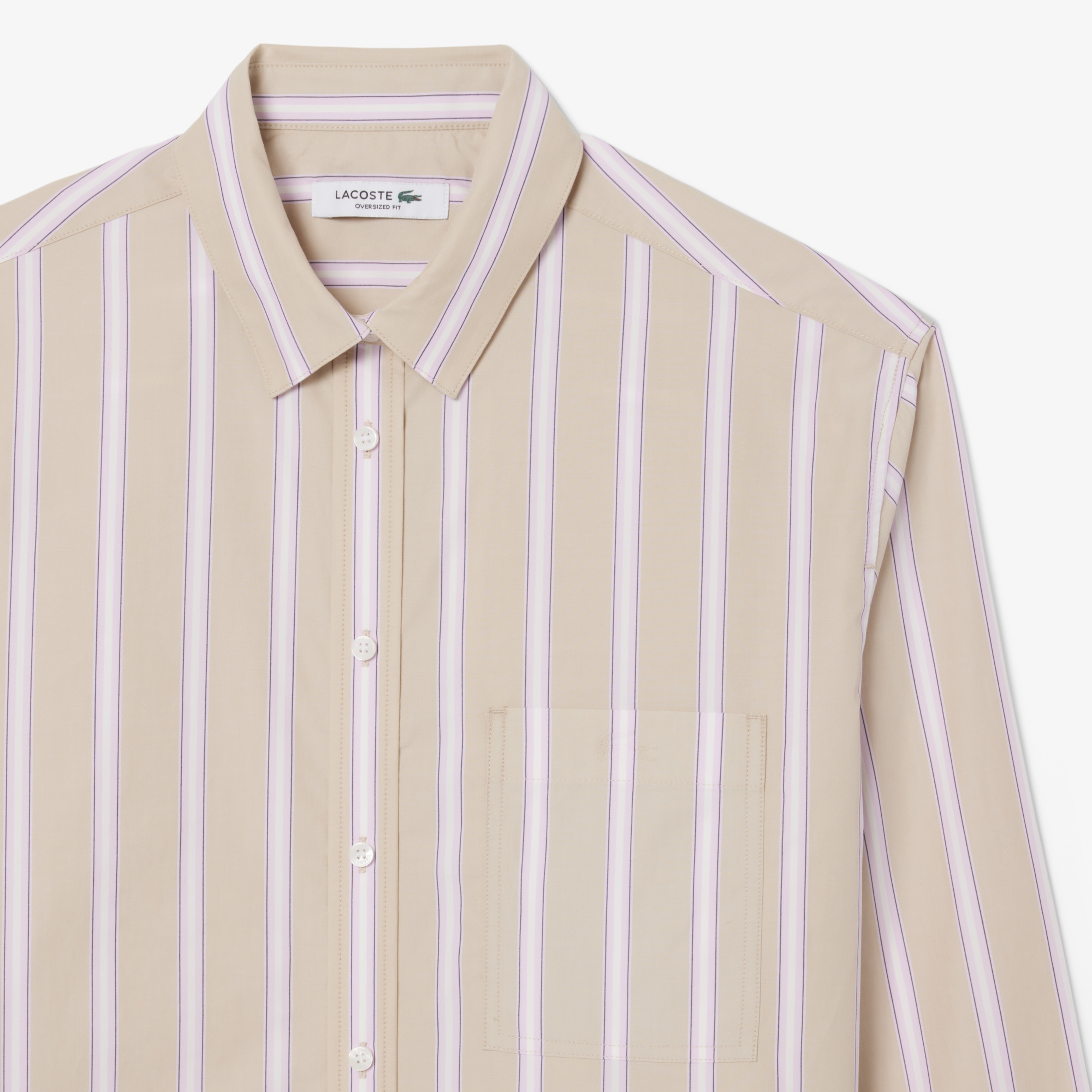 Kadın Oversize Fit Çizgili Pembe Gömlek