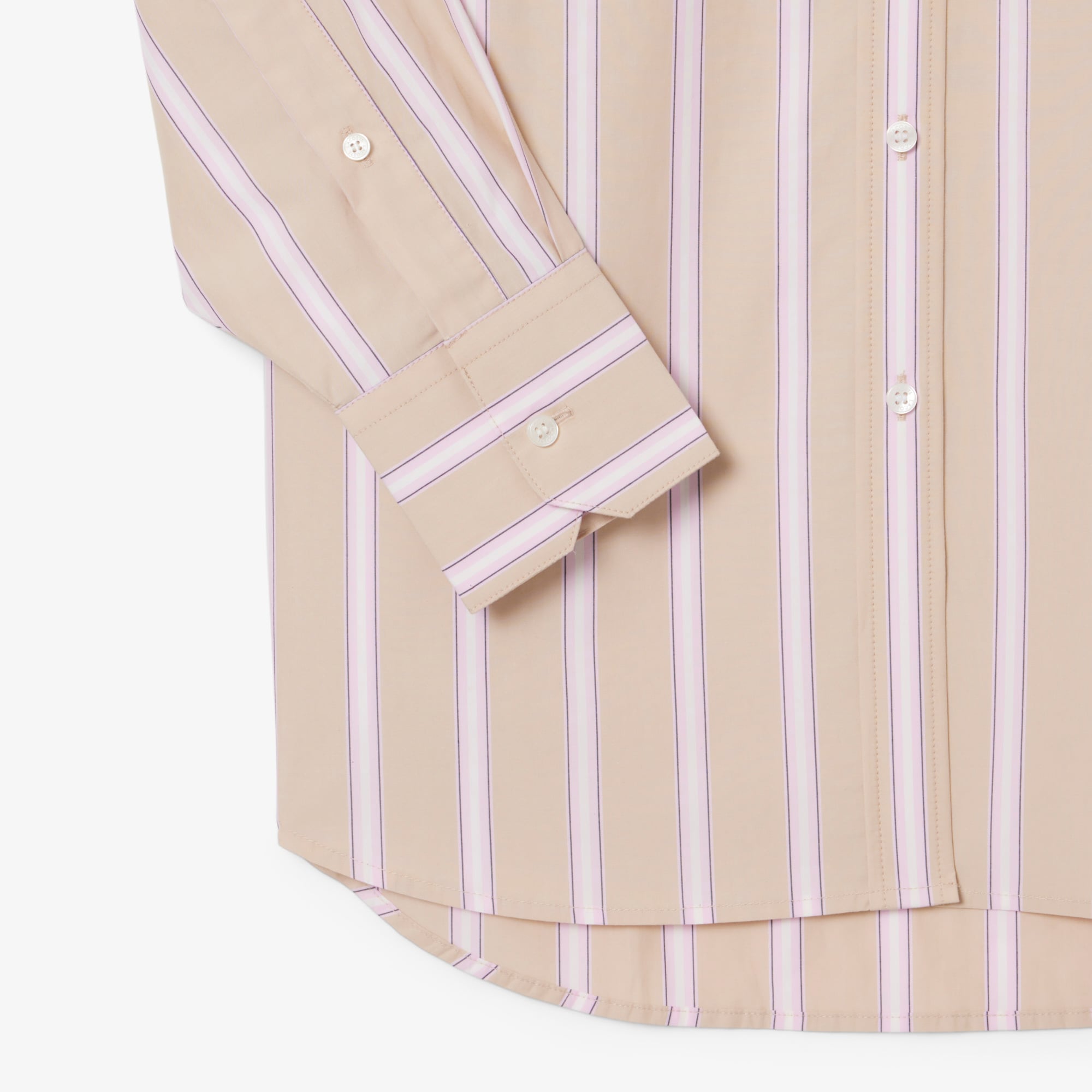 Lacoste Kadın Oversize Fit Çizgili Pembe Gömlek görsel 7