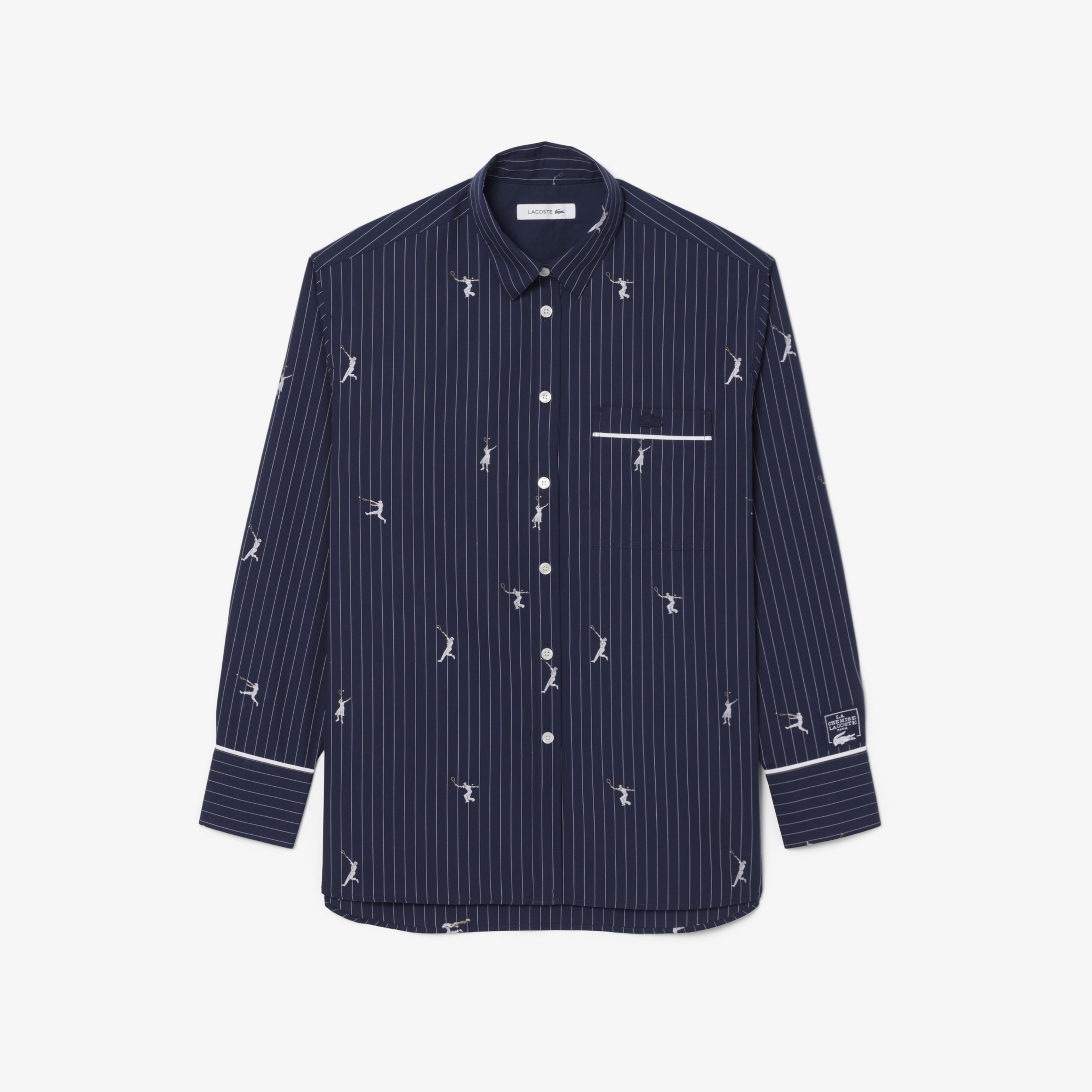 Kadın Oversize Fit Çizgili Lacivert Gömlek