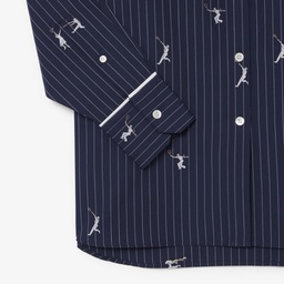 Kadın Oversize Fit Çizgili Lacivert Gömlek Lacivert