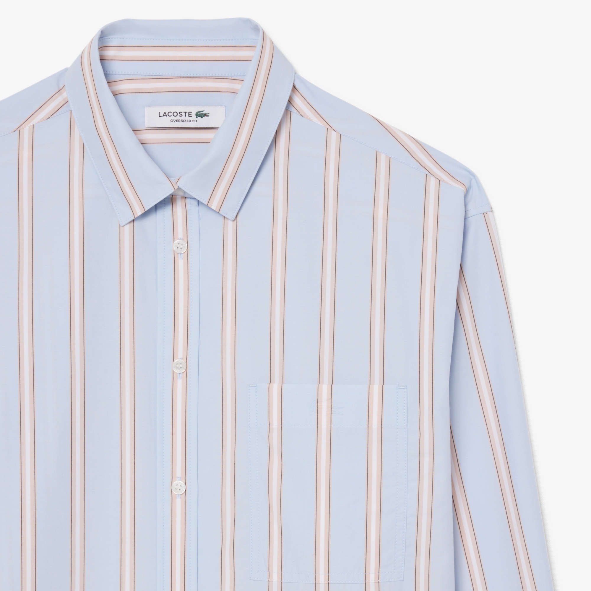Kadın Oversize Fit Çizgili Mavi Gömlek