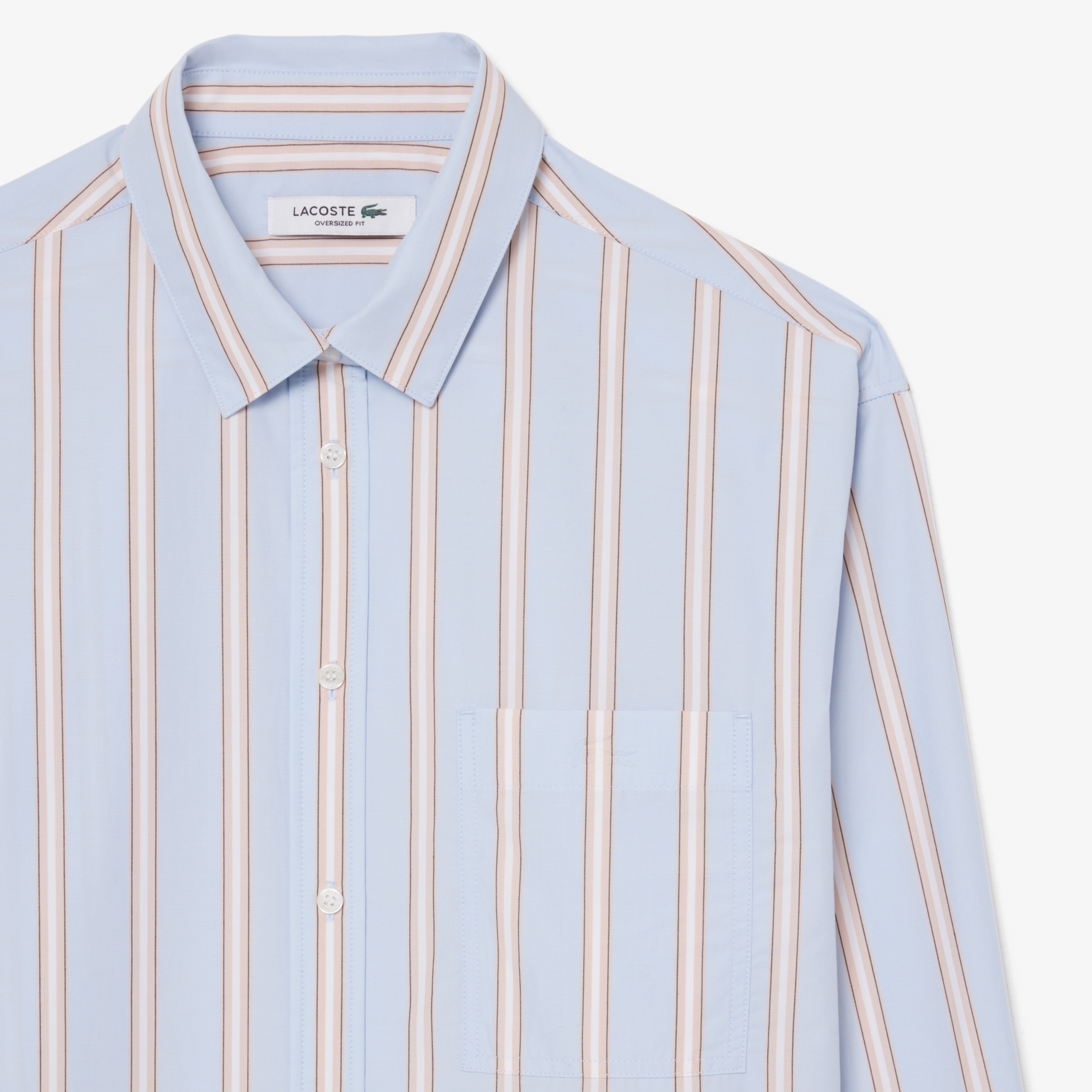 Kadın Oversize Fit Çizgili Mavi Gömlek