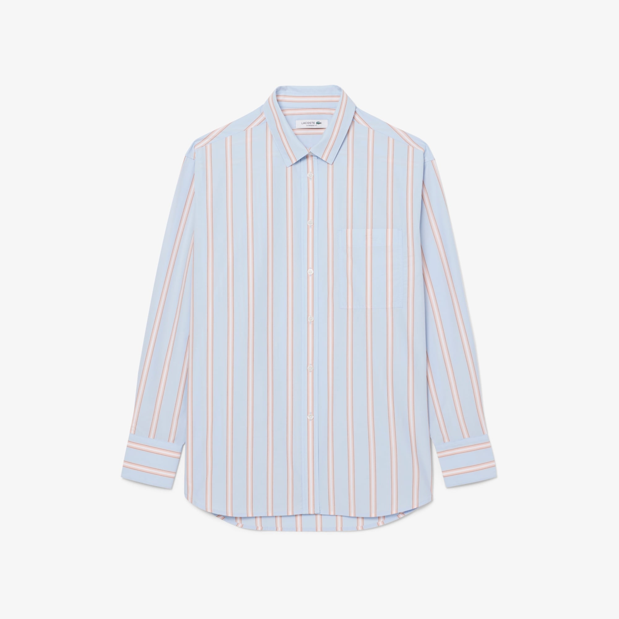 Lacoste Kadın Oversize Fit Çizgili Mavi Gömlek görsel 5