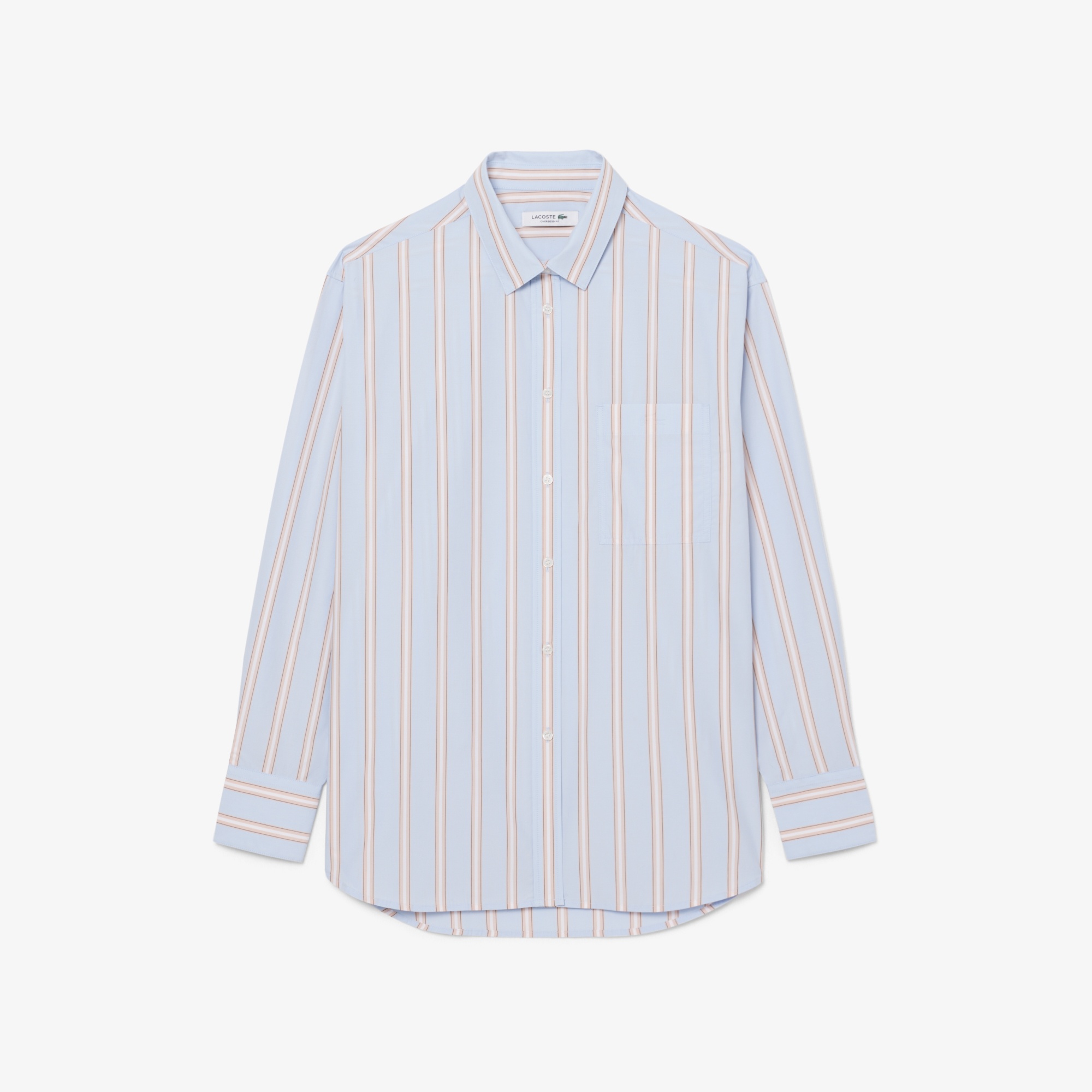 Kadın Oversize Fit Çizgili Mavi Gömlek