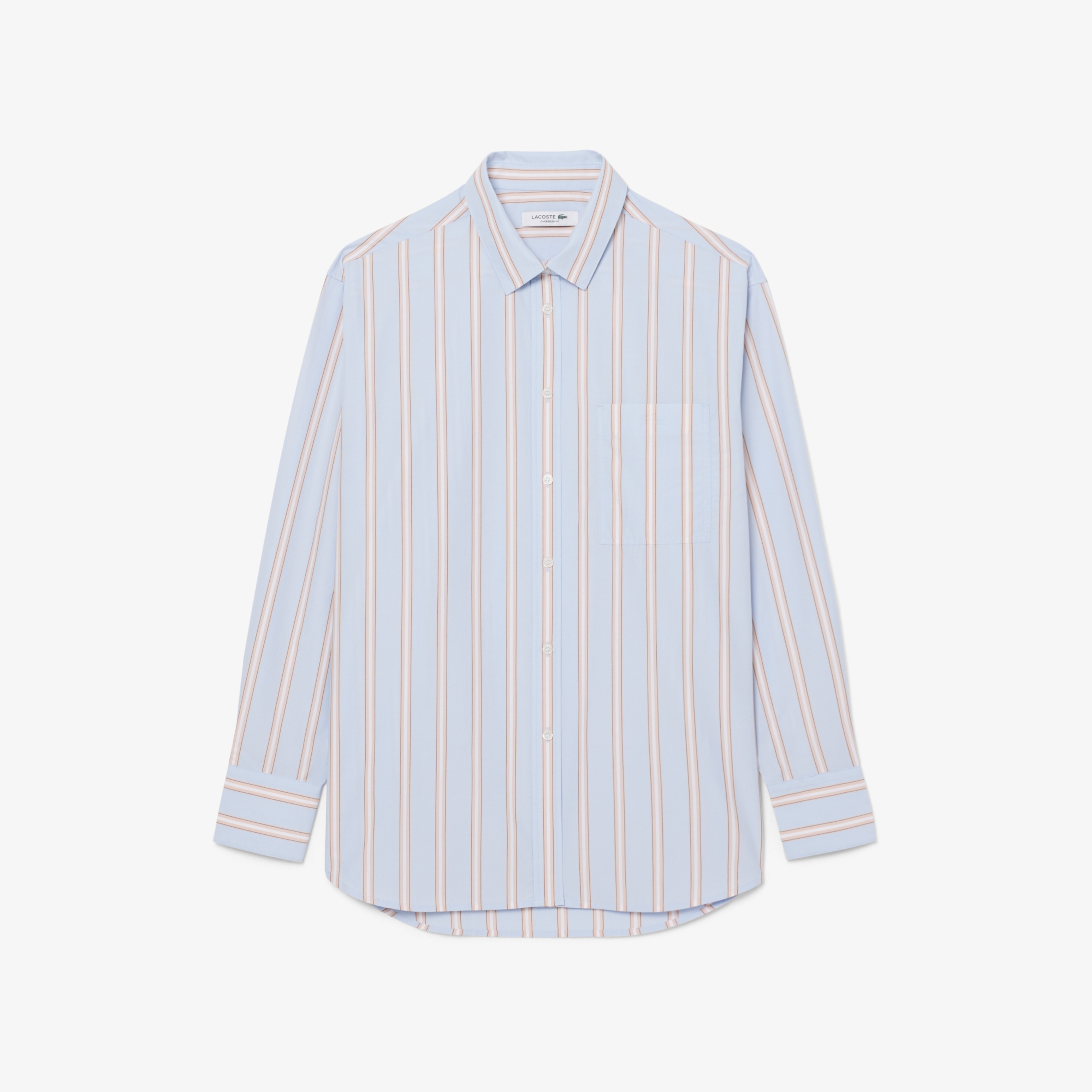 Kadın Oversize Fit Çizgili Mavi Gömlek