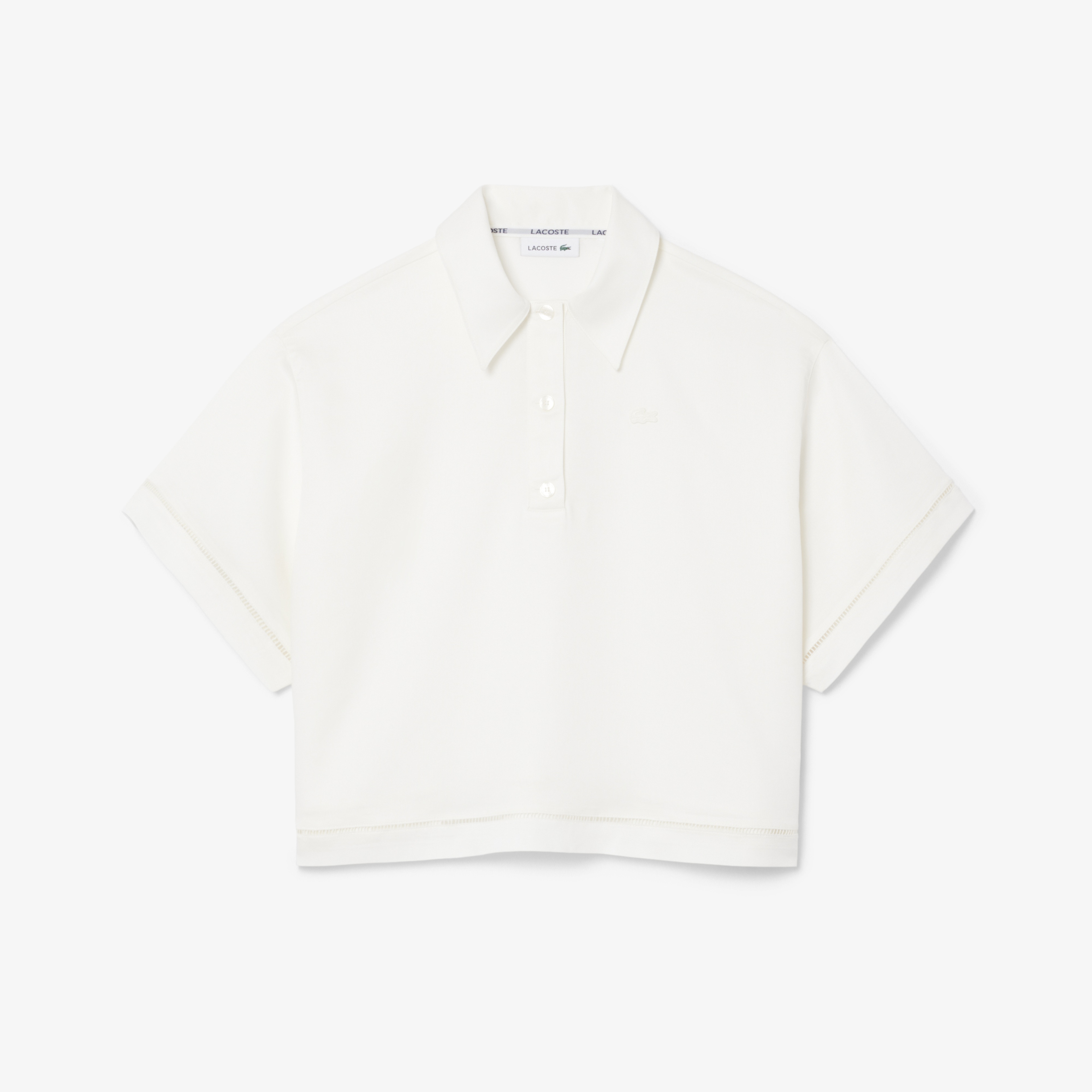 Kadın Oversize Fit Truvakar Kollu Beyaz Polo Kadın Oversize Fit Truvakar Kollu Beyaz Polo